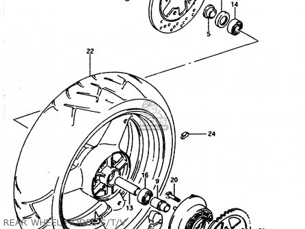 REAR WHEEL MODEL S/T/V - GSXR1100W 1993 (P) (E01 E02 E04 E15 E17 18 21 22 24 25 34 39 53)