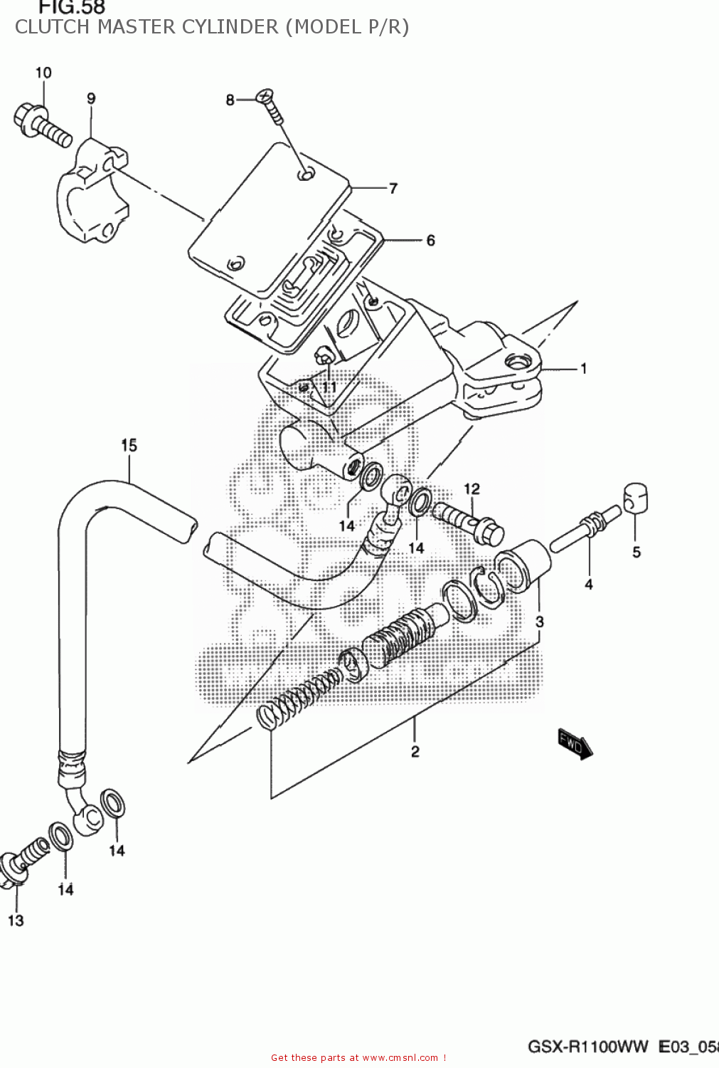 CLUTCH MASTER CYLINDER (MODEL P/R) GSXR1100W 1993 (P) USA (E03)