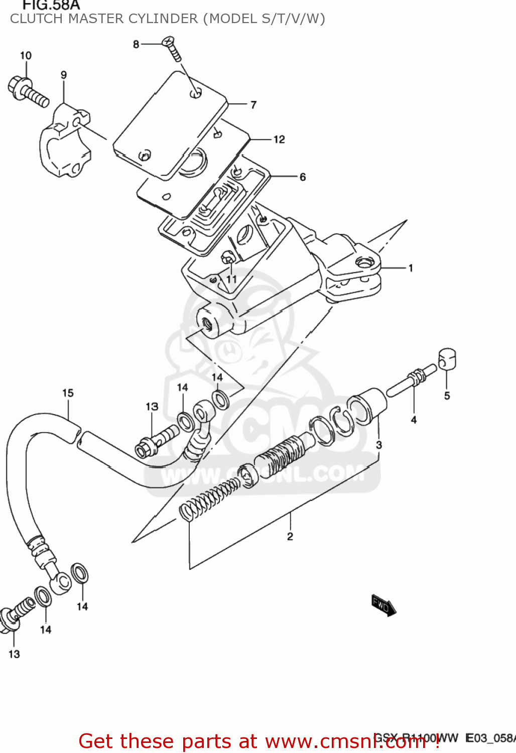 CLUTCH MASTER CYLINDER (MODEL S/T/V/W) GSXR1100W 1993 (P) USA (E03)