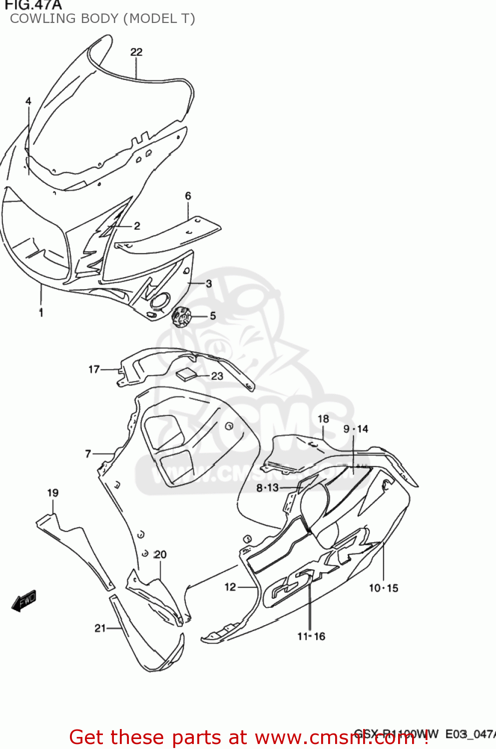 COWLING BODY (MODEL T) GSXR1100W 1993 (P) USA (E03)