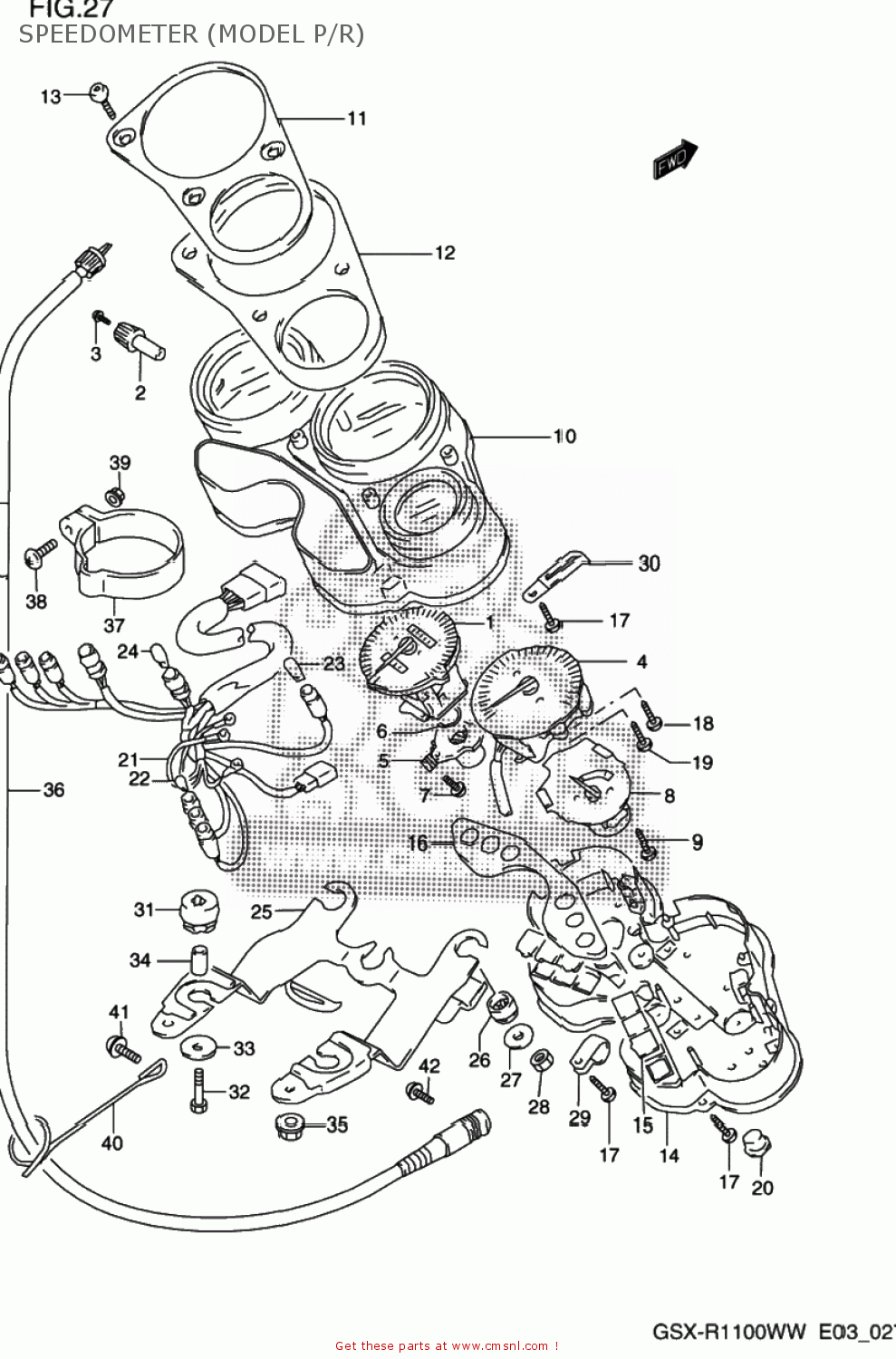 SPEEDOMETER (MODEL P/R) GSXR1100W 1993 (P) USA (E03)