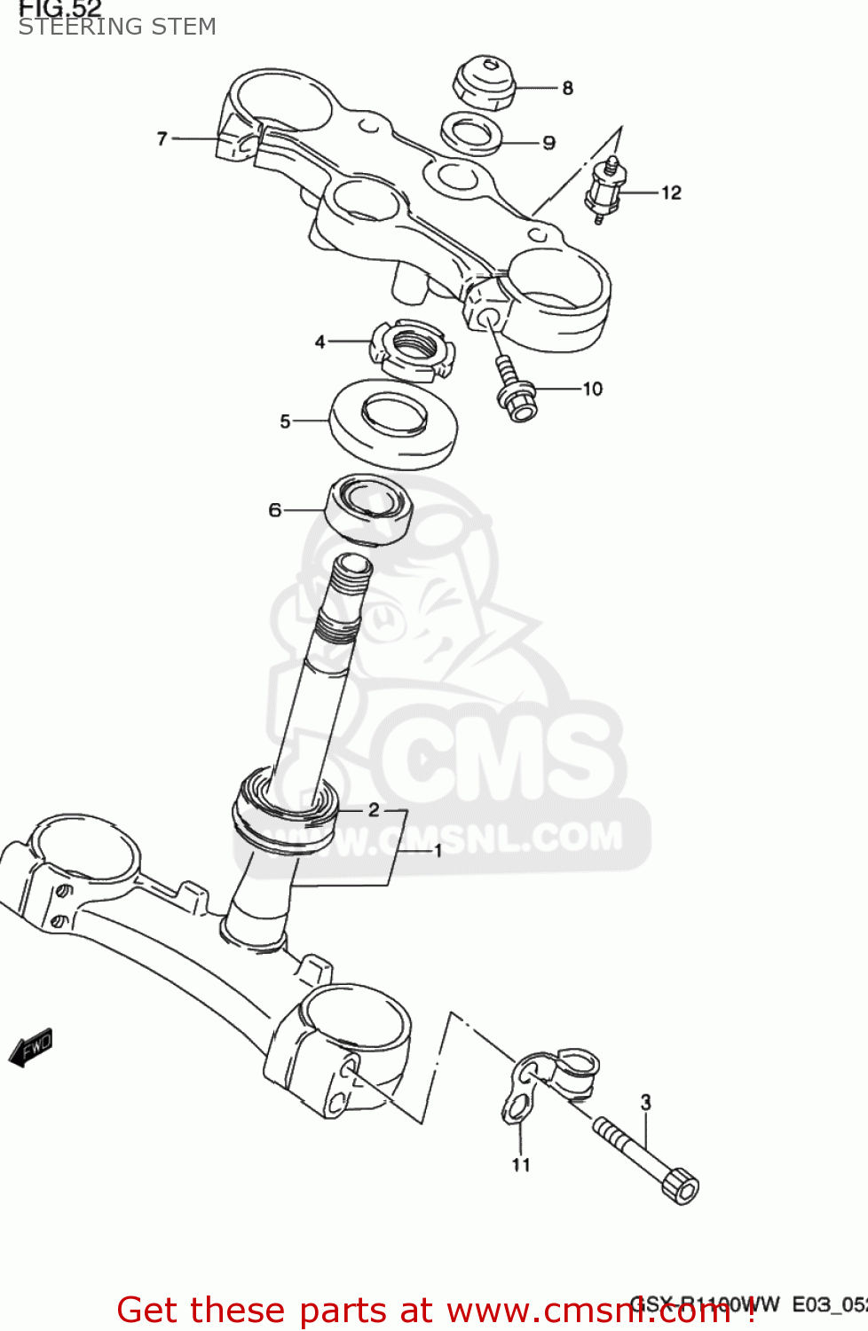 STEERING STEM GSXR1100W 1993 (P) USA (E03)