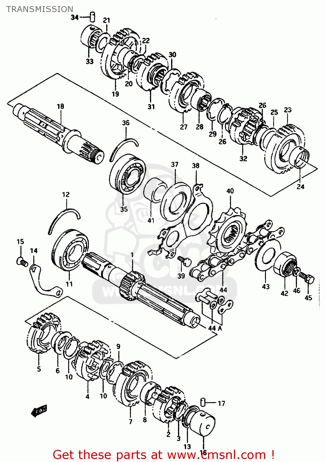 TRANSMISSION GSXR1100W 1994 (R) (E01 E02 E04 E15 E17 18 21 22 24 25 34 39 53)