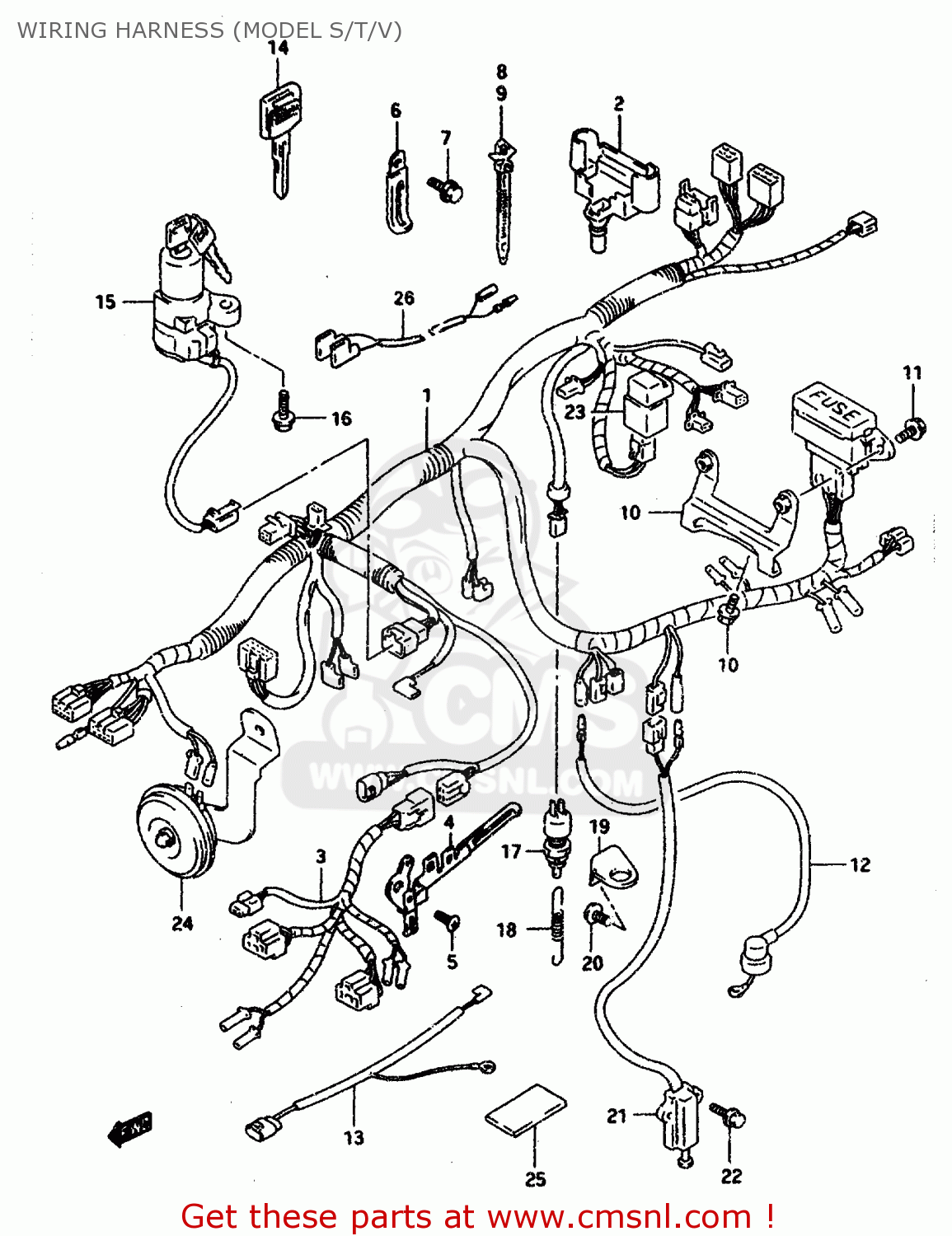 WIRING HARNESS (MODEL S/T/V) GSXR1100W 1994 (R) (E01 E02 E04 E15 E17 18 21 22 24 25 34 39 53)