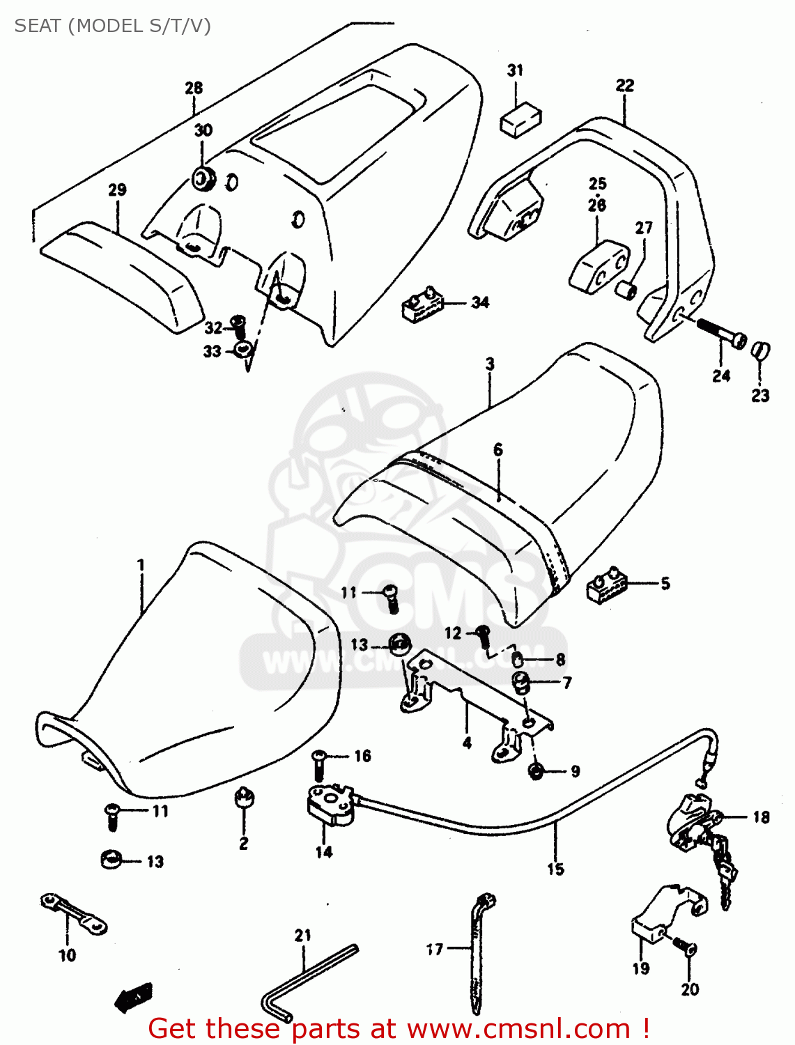 SEAT (MODEL S/T/V) GSXR1100W 1994 (R) (E01 E02 E04 E15 E17 18 21 22 24 25 34 39 53)