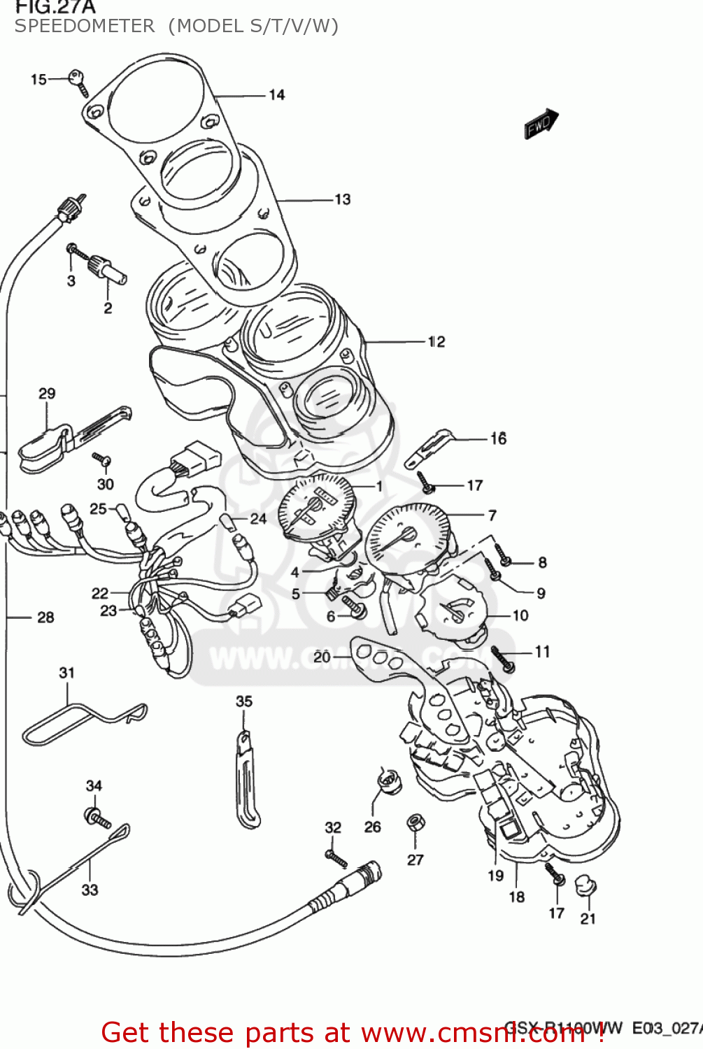 SPEEDOMETER  (MODEL S/T/V/W) GSXR1100W 1994 (R) USA (E03)
