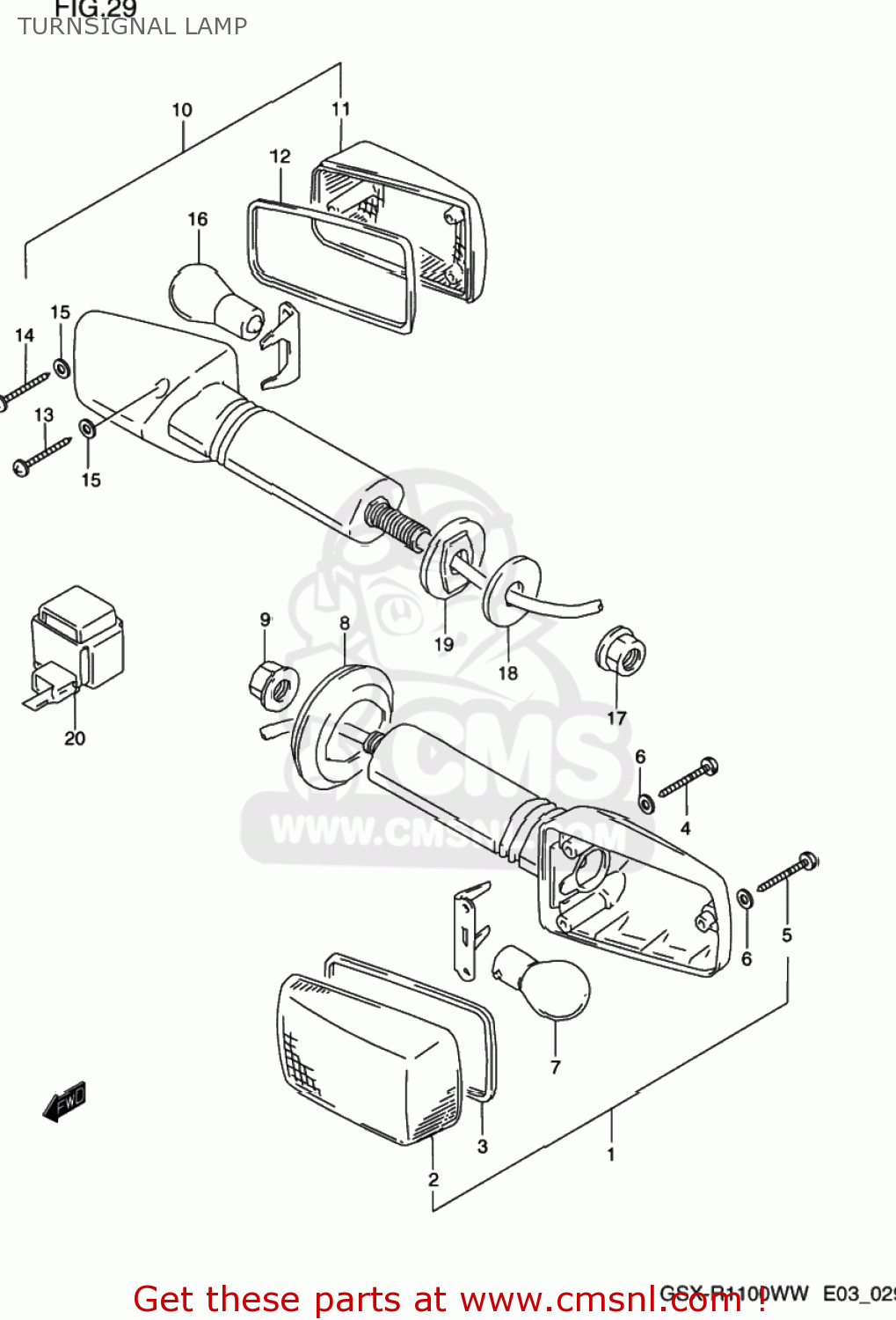 TURNSIGNAL LAMP GSXR1100W 1994 (R) USA (E03)