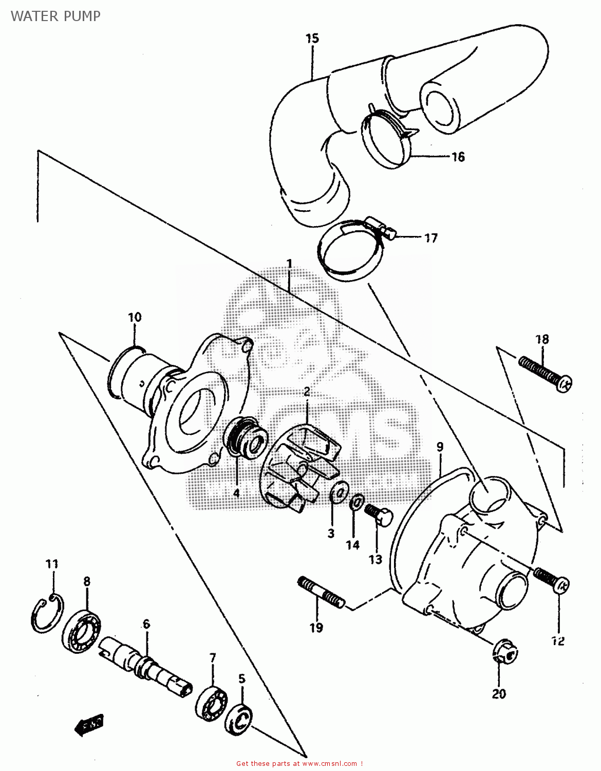 WATER PUMP GSXR1100W 1995 (S) (E02 E04 E18 E22 E24 E25 E34 E37 E39)