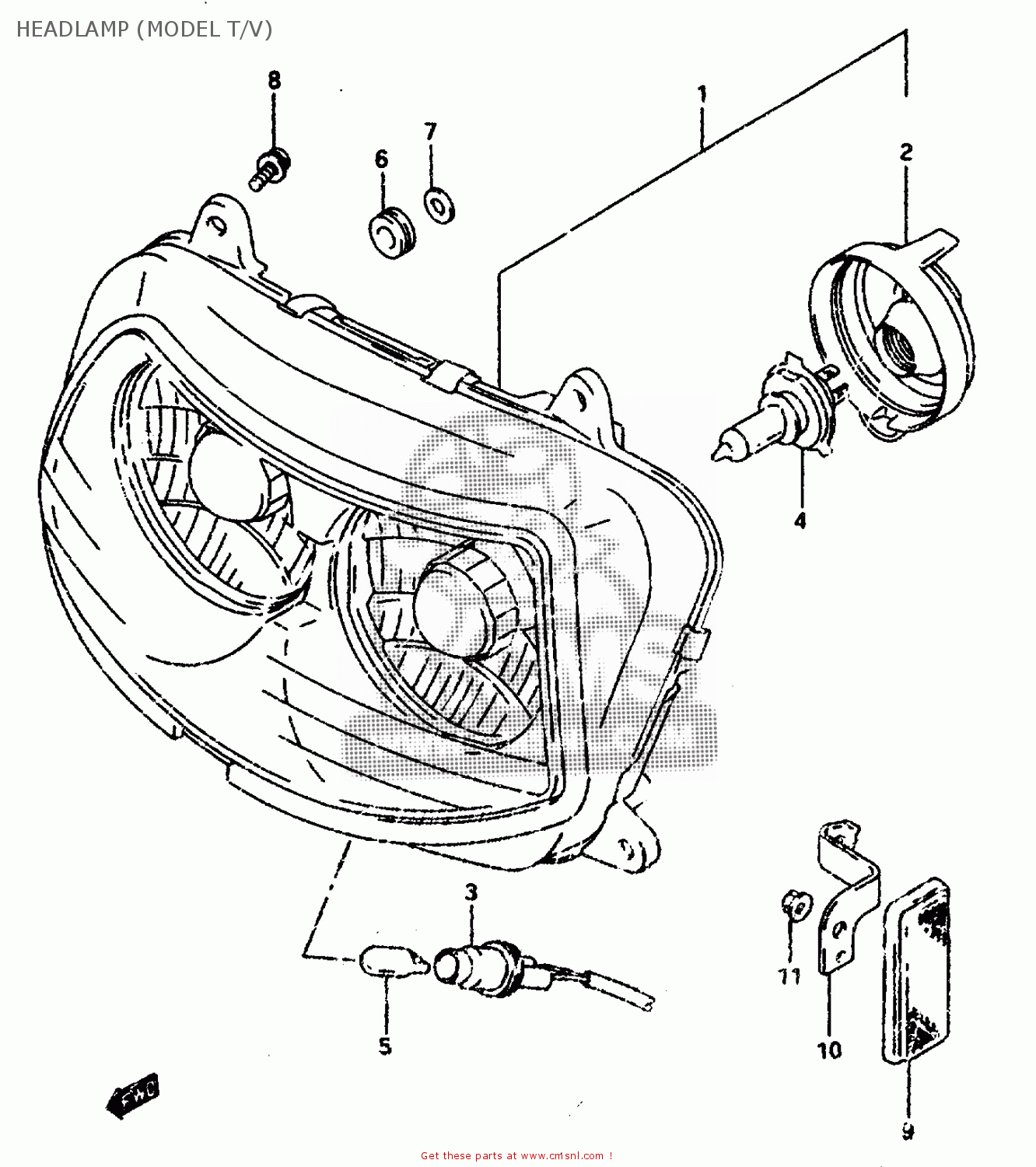 HEADLAMP (MODEL T/V) GSXR1100W 1995 (S) (E02 E04 E18 E22 E24 E25 E34 E37 E39)