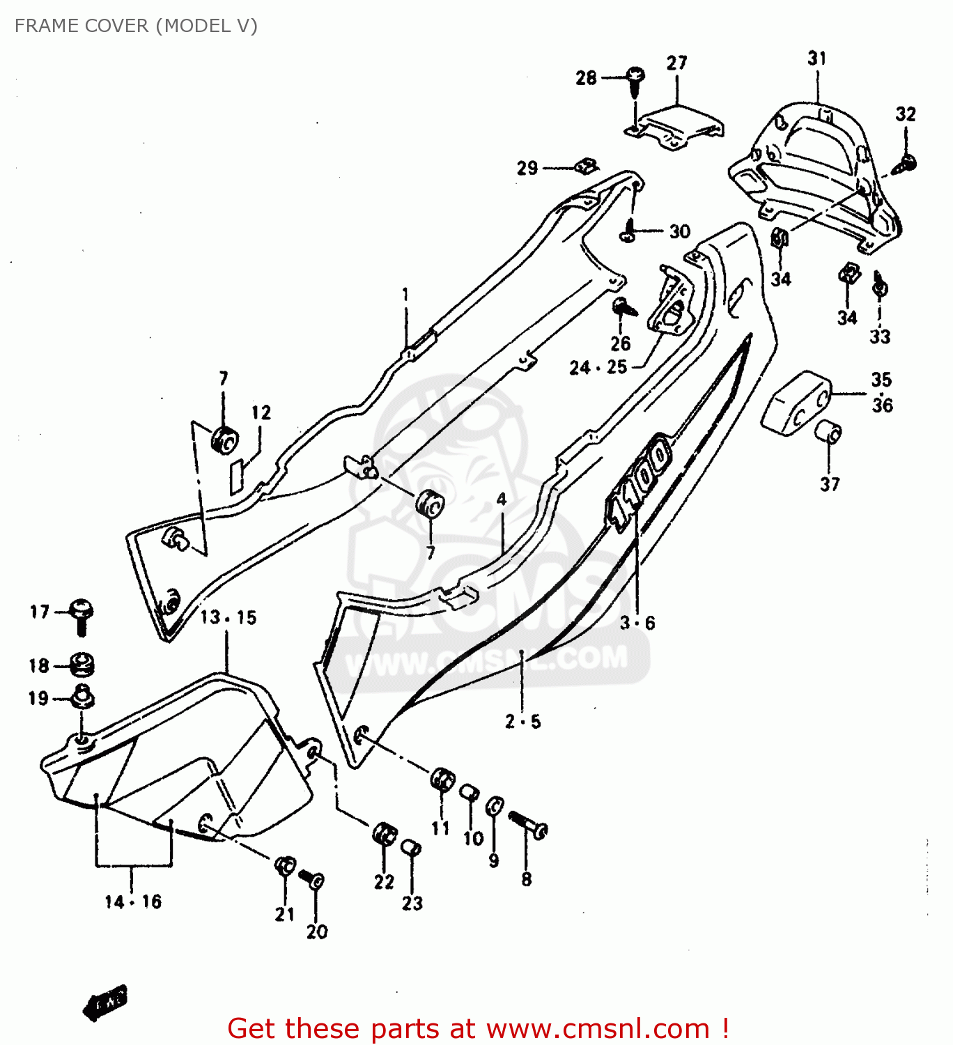 FRAME COVER (MODEL V) GSXR1100W 1995 (S) (E02 E04 E18 E22 E24 E25 E34 E37 E39)