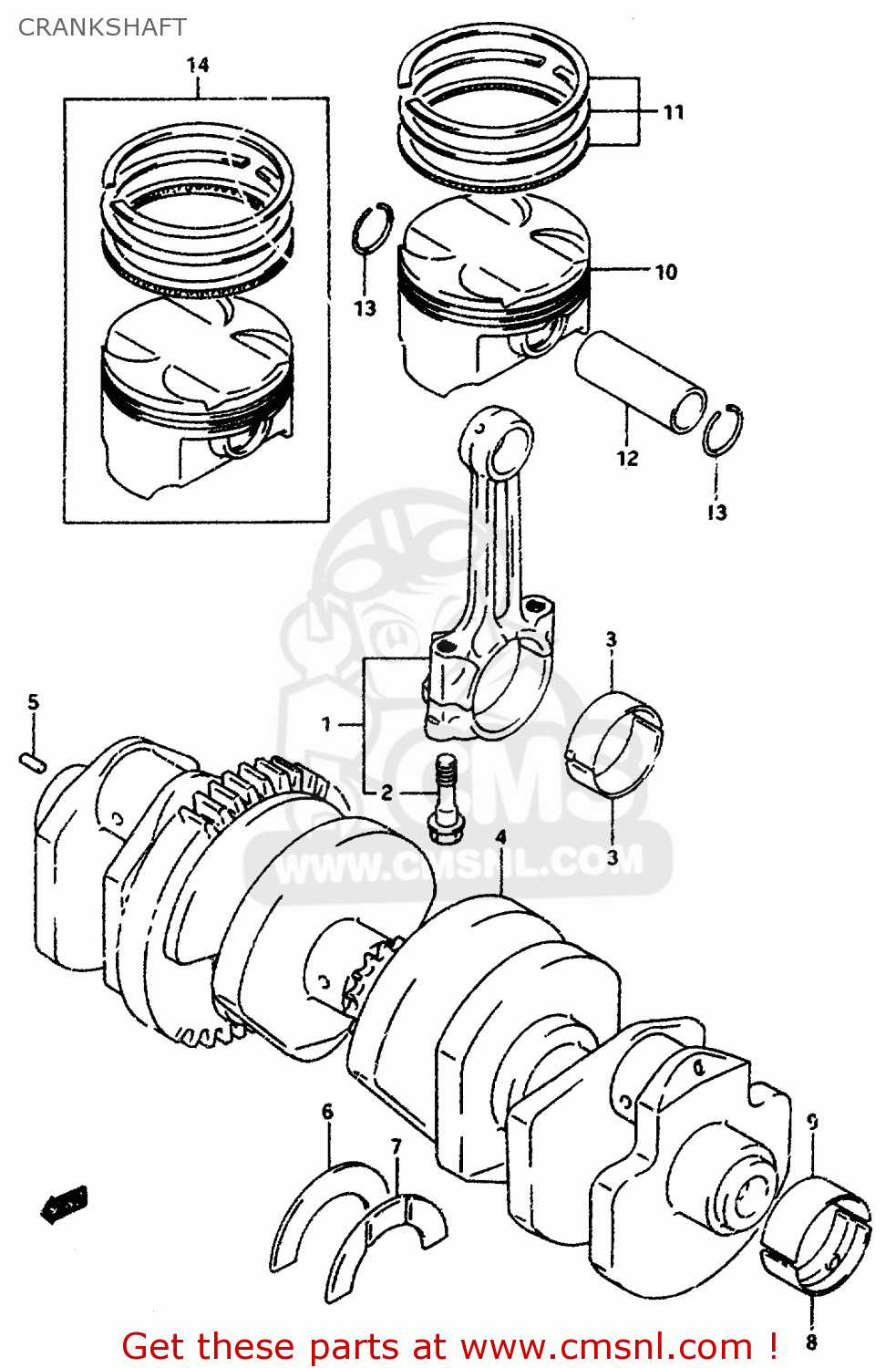 CRANKSHAFT GSXR1100W 1995 (S) (E02 E04 E18 E22 E24 E25 E34 E37 E39)