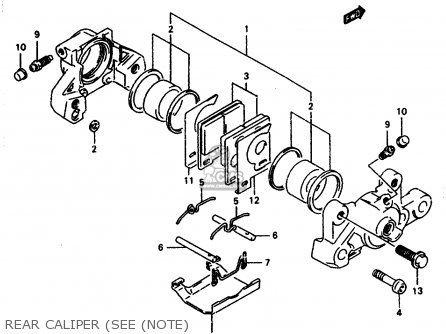 REAR CALIPER (SEE (NOTE) - GSXR1100W 1995 (S) (E02 E04 E18 E22 E24 E25 E34 E37 E39)