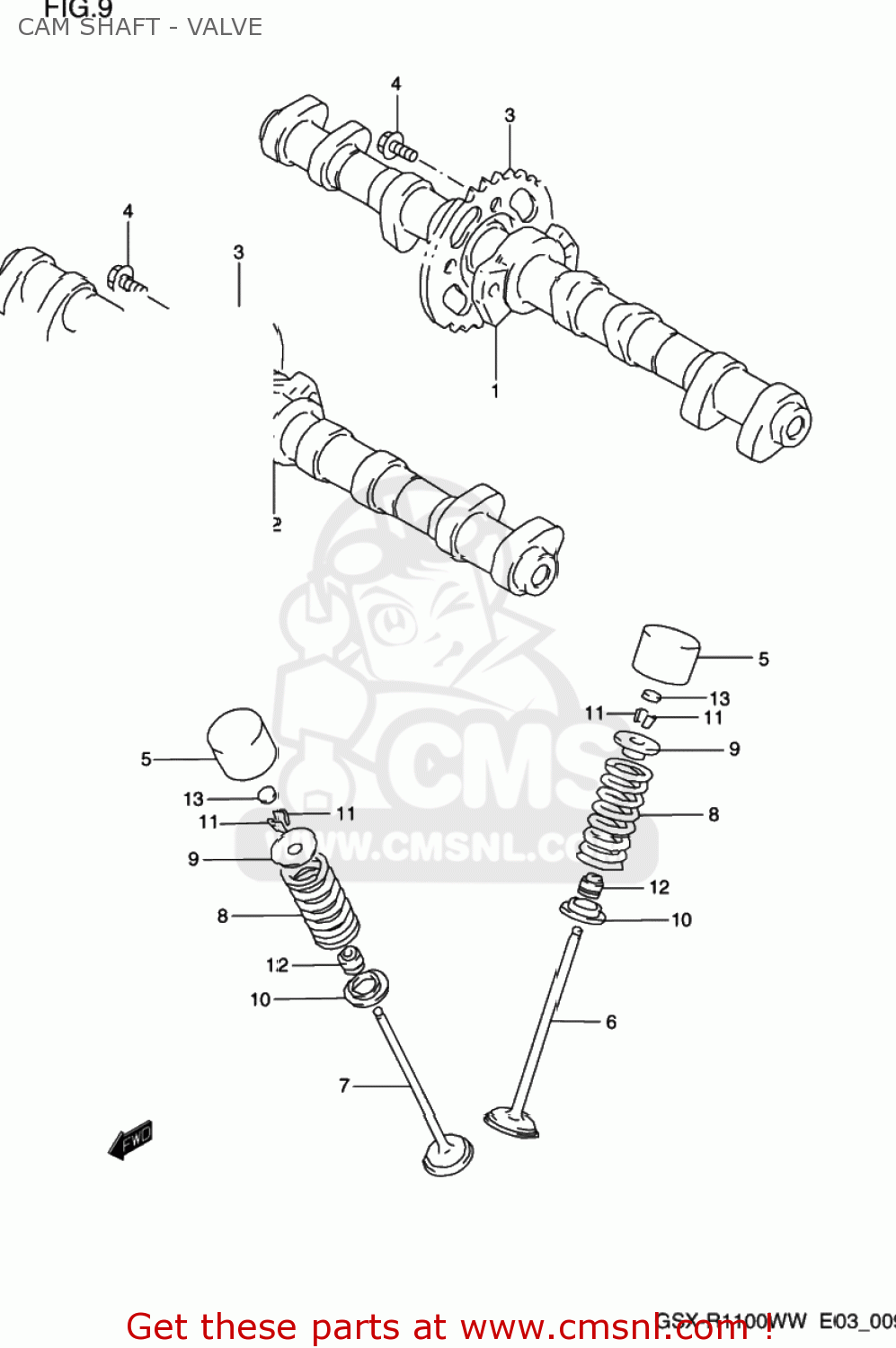 CAM SHAFT - VALVE GSXR1100W 1995 (S) USA (E03)