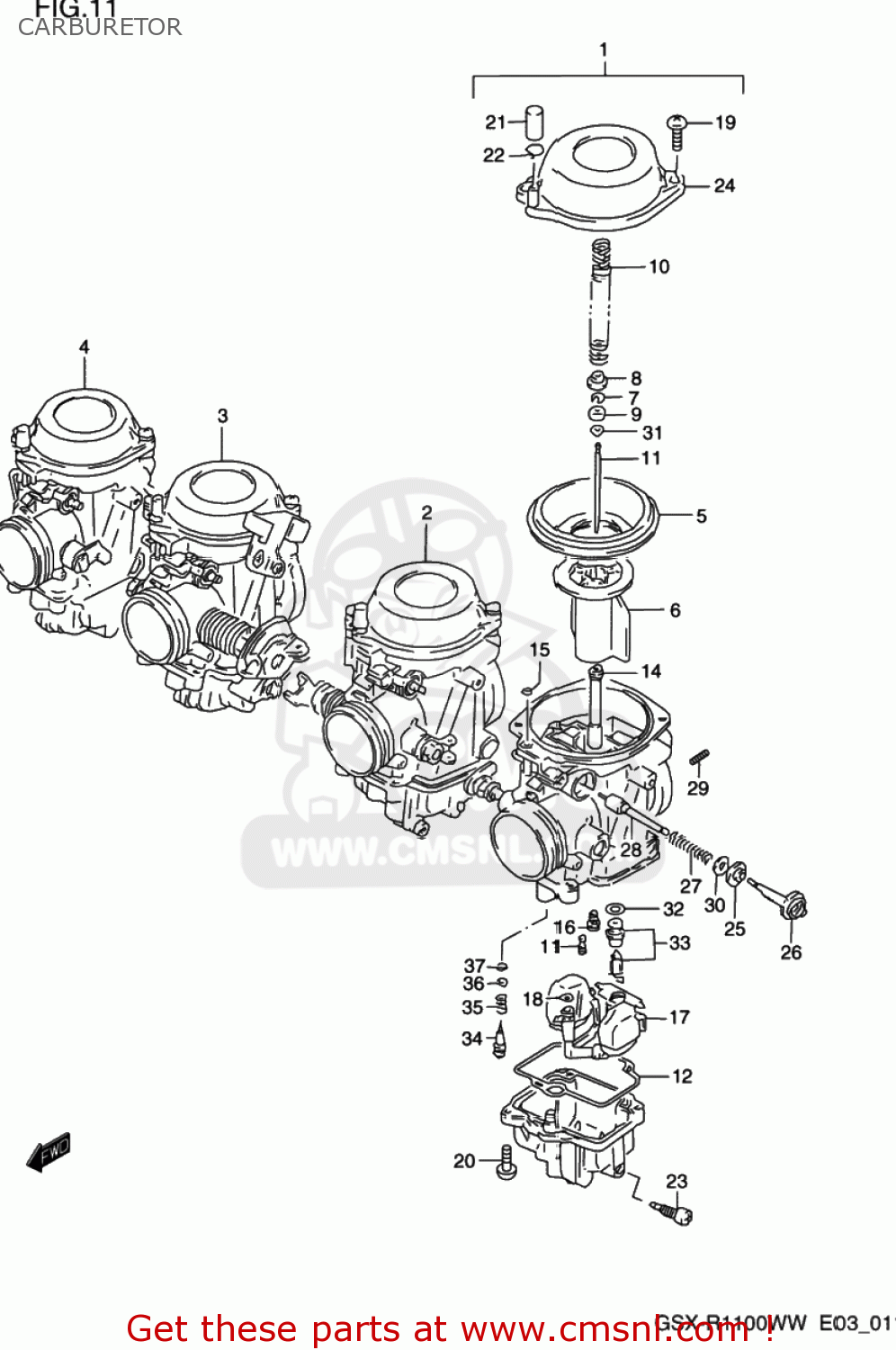 CARBURETOR GSXR1100W 1995 (S) USA (E03)
