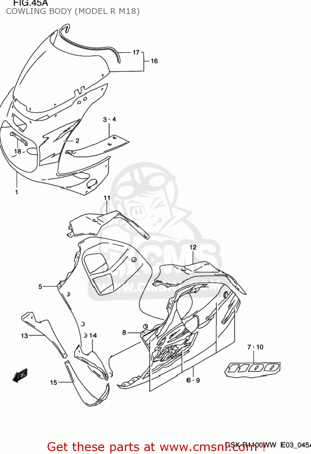 COWLING BODY (MODEL R M18) GSXR1100W 1995 (S) USA (E03)