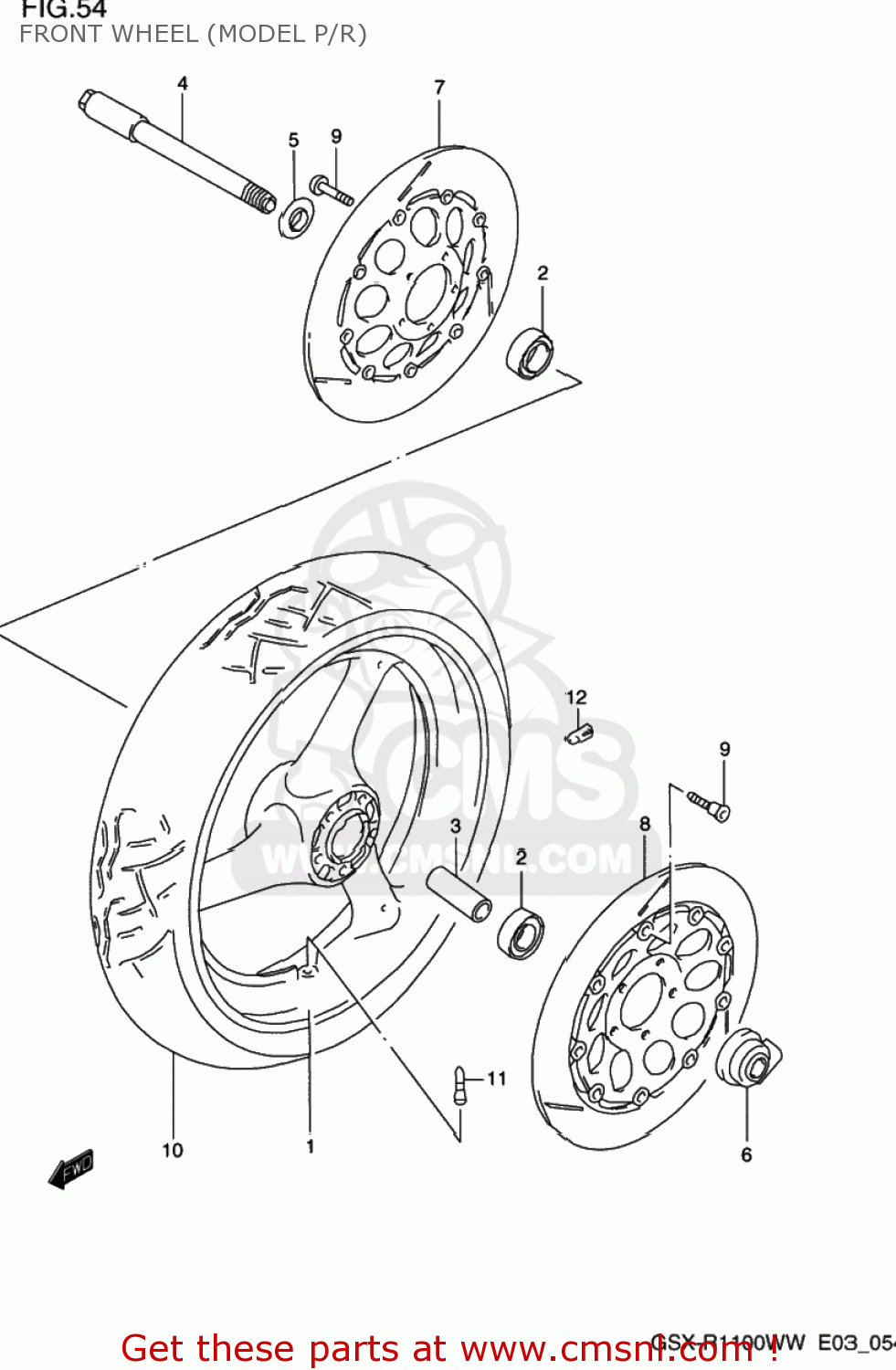FRONT WHEEL (MODEL P/R) GSXR1100W 1995 (S) USA (E03)