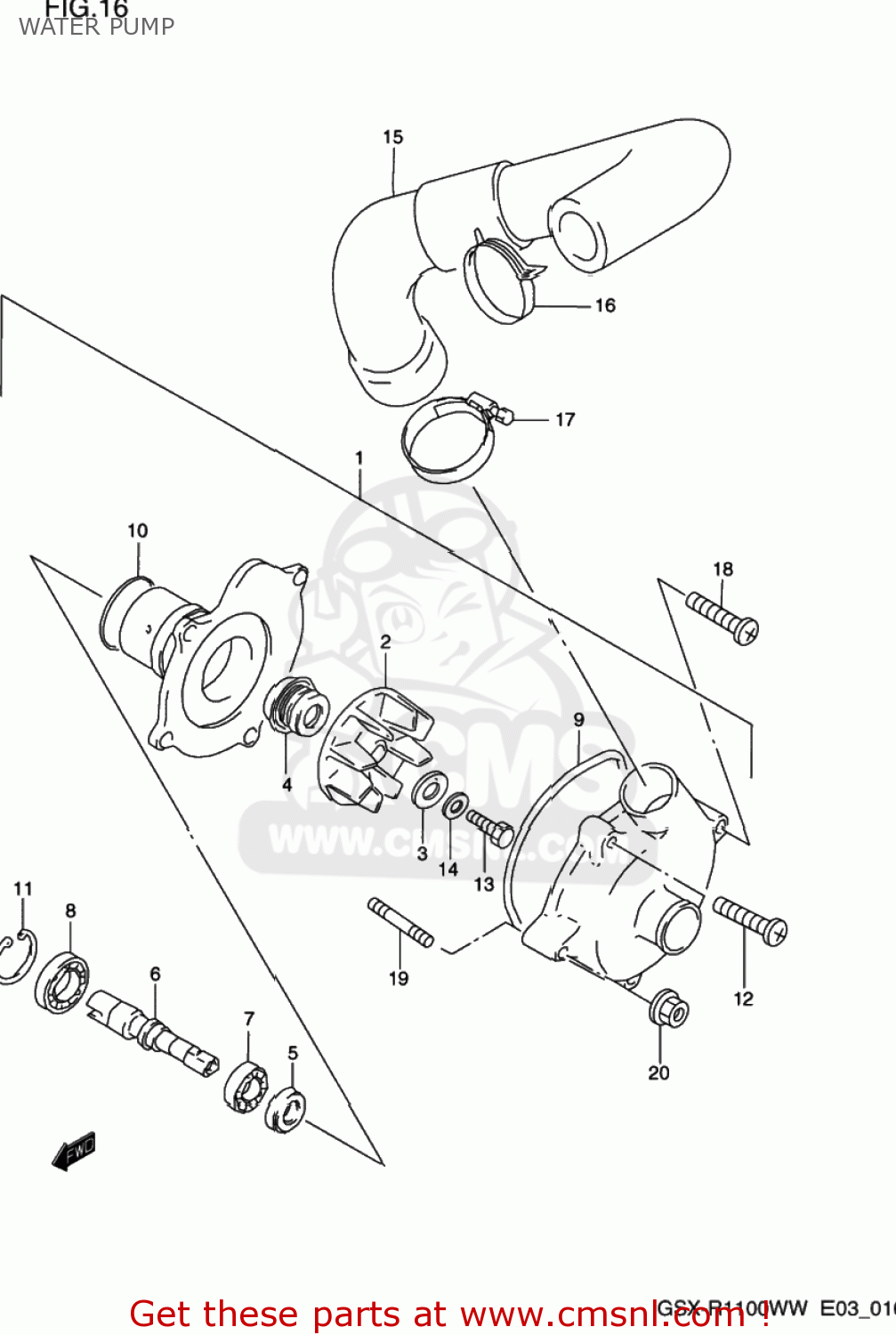 WATER PUMP GSXR1100W 1995 (S) USA (E03)