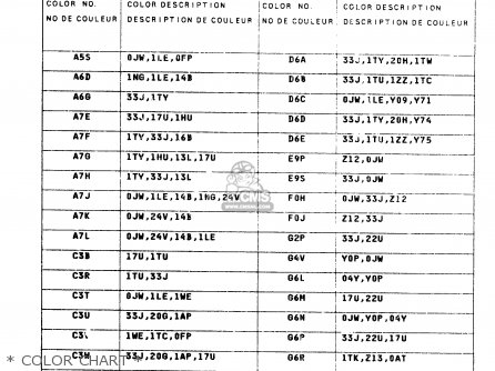 * COLOR CHART * - GSXR1100W 1996 (T) (E02 E04 E22 E24 E25 E34 E39)