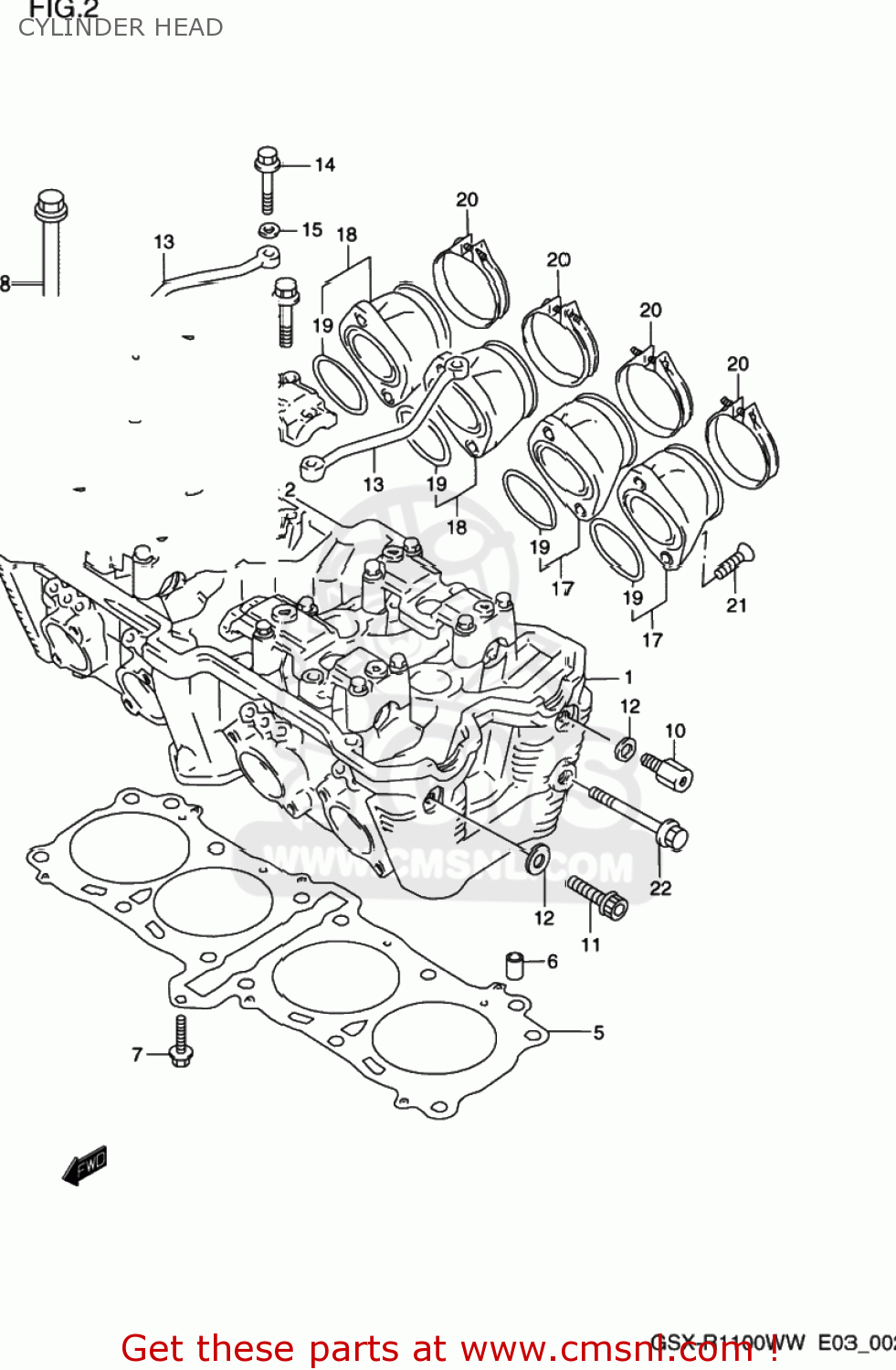 CYLINDER HEAD GSXR1100W 1996 (T) USA (E03)