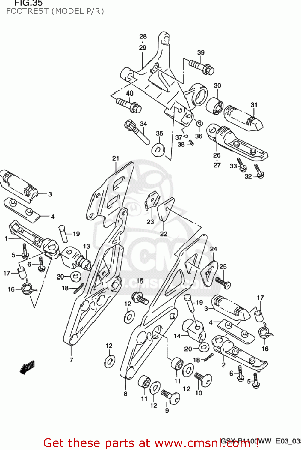 FOOTREST (MODEL P/R) GSXR1100W 1996 (T) USA (E03)