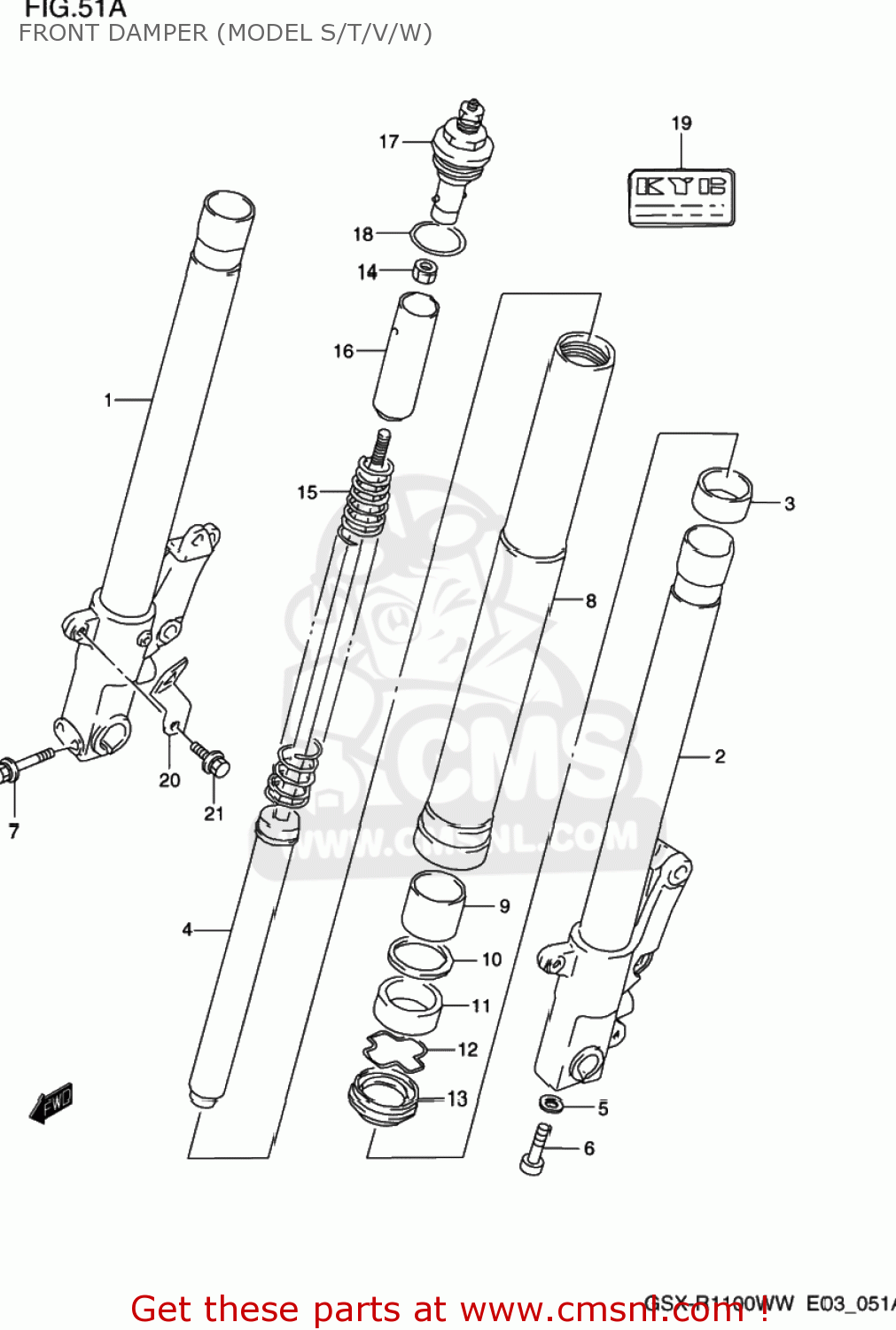 FRONT DAMPER (MODEL S/T/V/W) GSXR1100W 1996 (T) USA (E03)