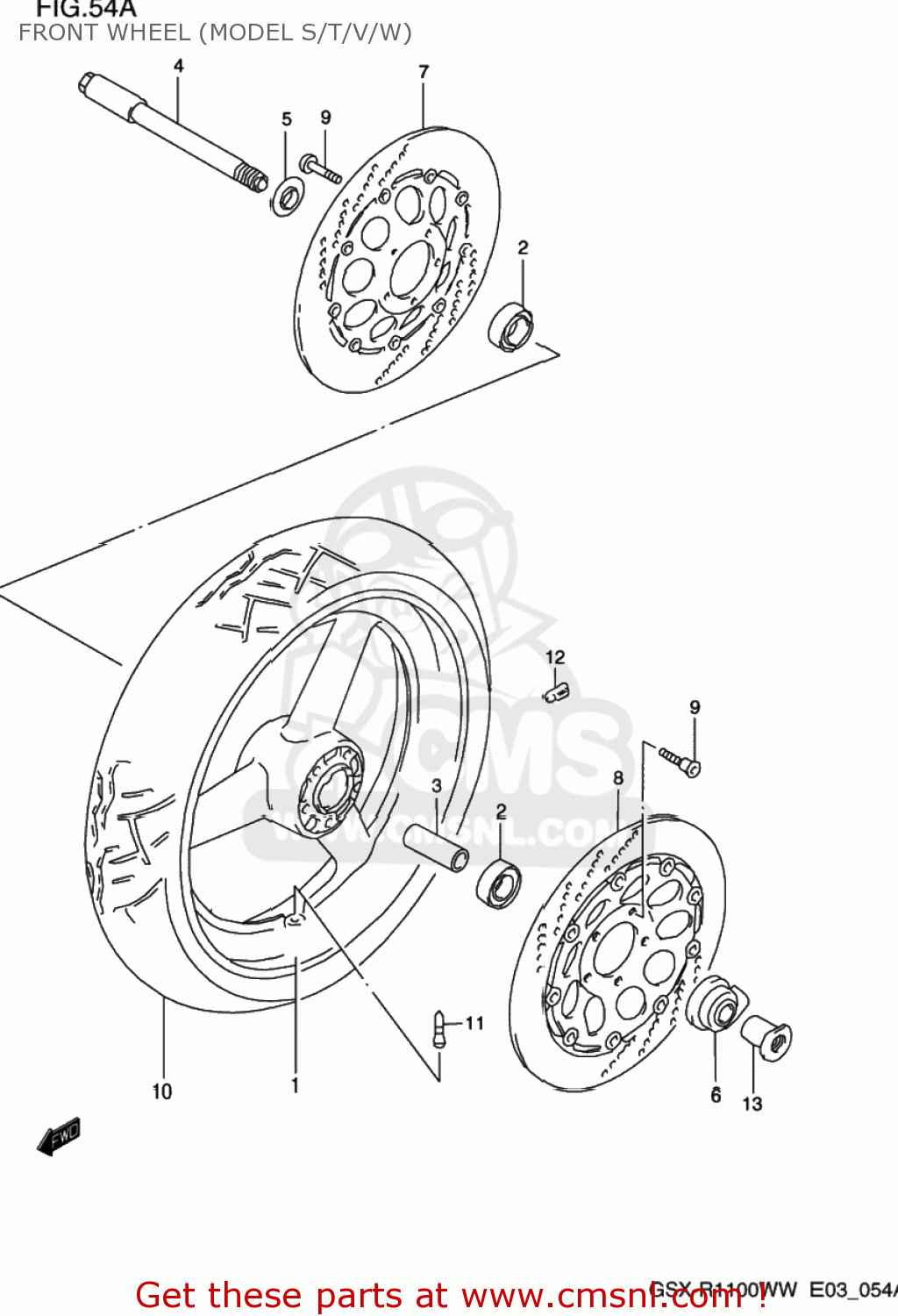 FRONT WHEEL (MODEL S/T/V/W) GSXR1100W 1996 (T) USA (E03)