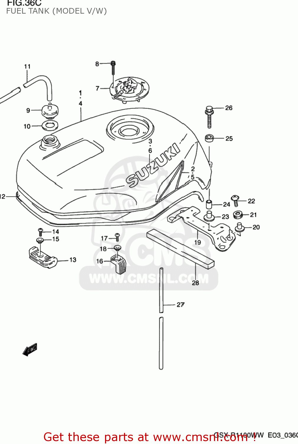 FUEL TANK (MODEL V/W) GSXR1100W 1996 (T) USA (E03)