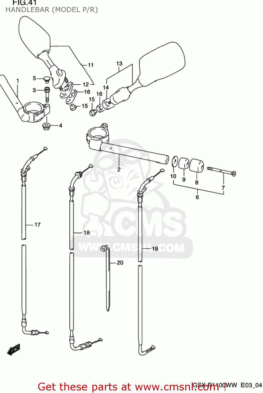 HANDLEBAR (MODEL P/R) GSXR1100W 1996 (T) USA (E03)