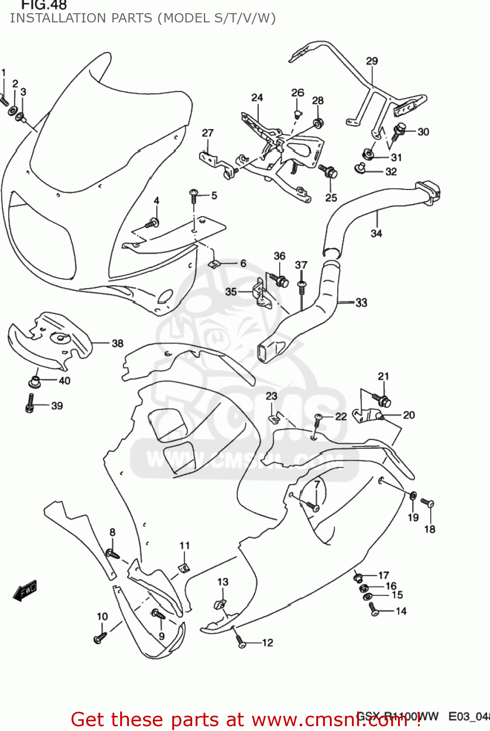 INSTALLATION PARTS (MODEL S/T/V/W) GSXR1100W 1996 (T) USA (E03)