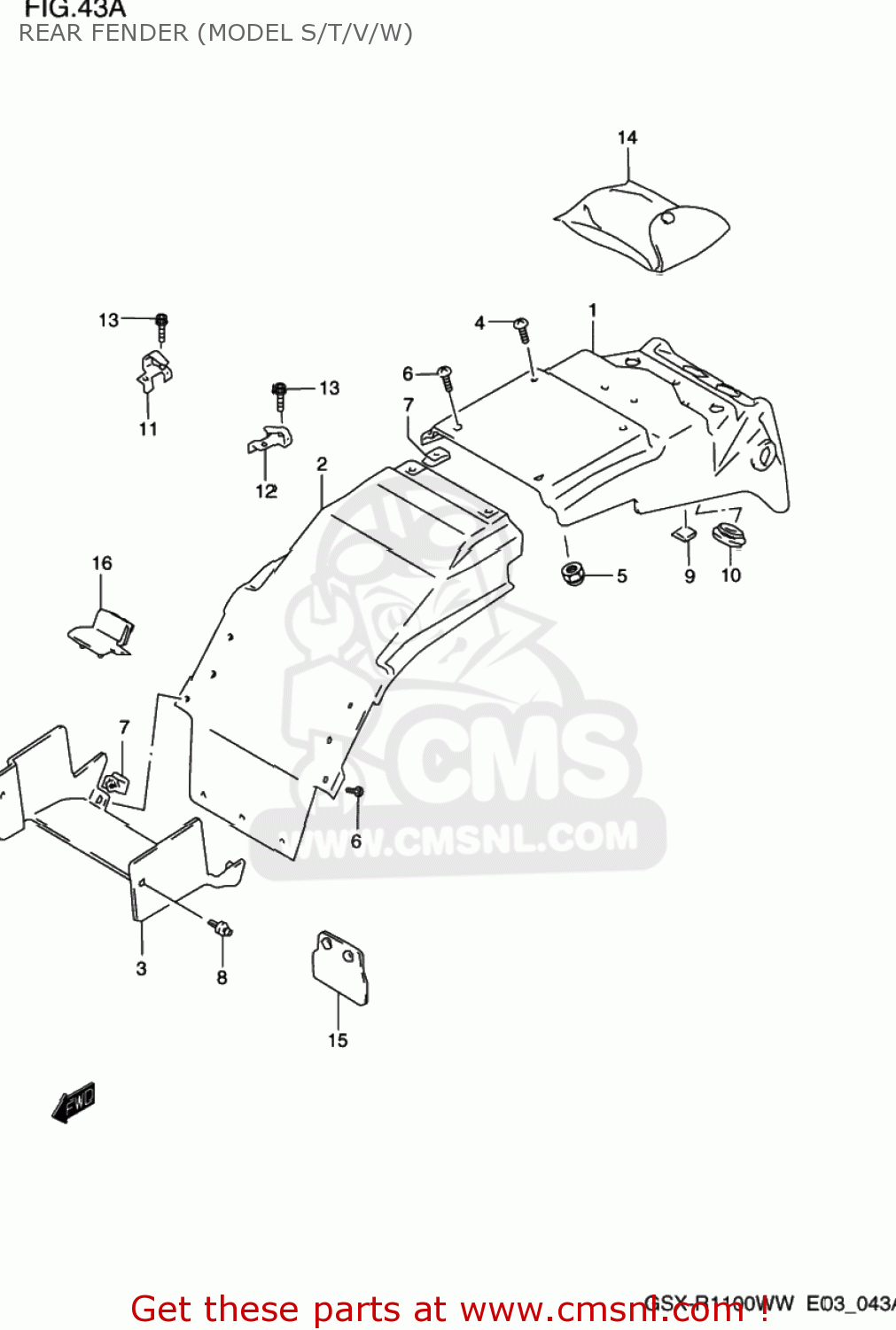 REAR FENDER (MODEL S/T/V/W) GSXR1100W 1996 (T) USA (E03)