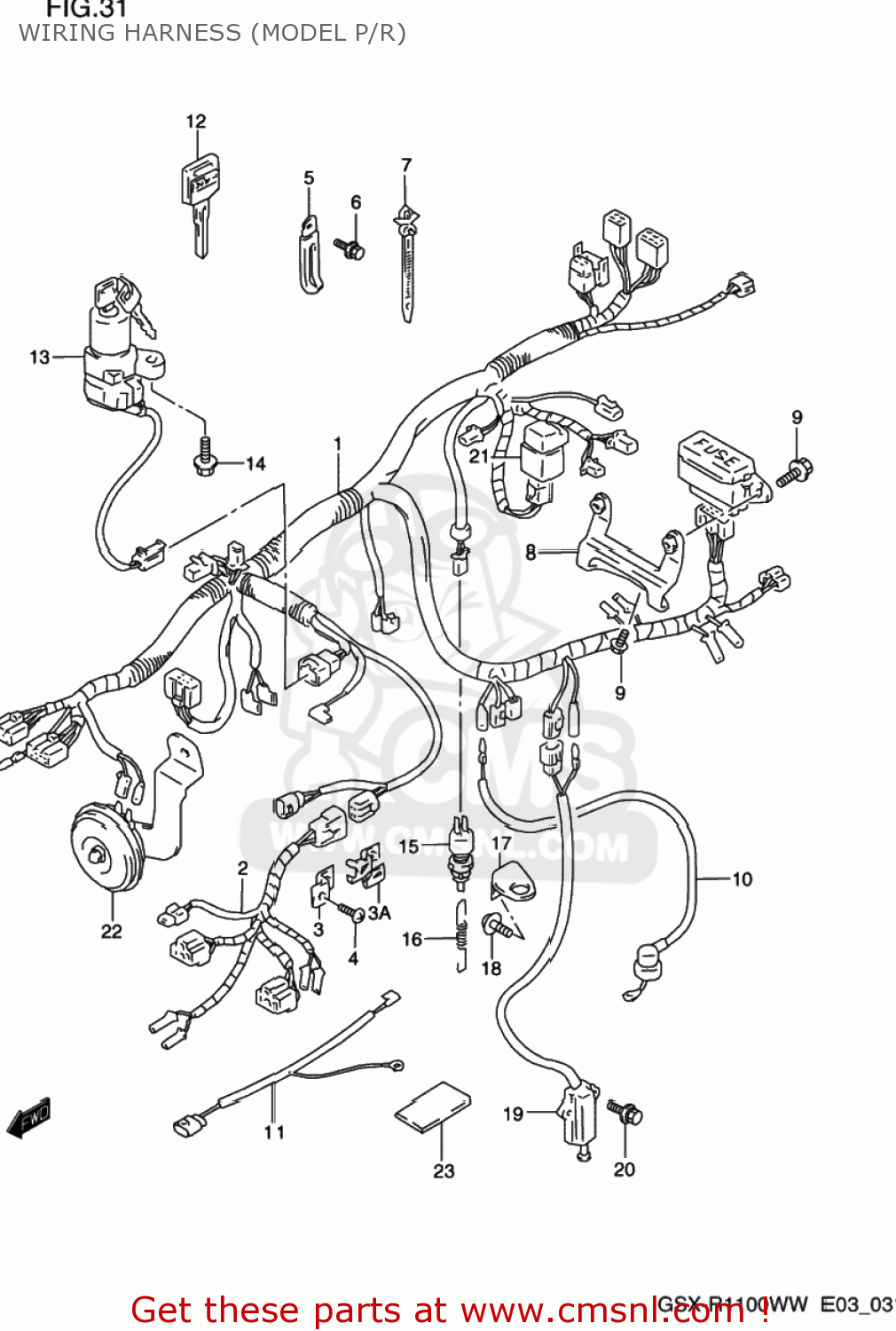 WIRING HARNESS (MODEL P/R) GSXR1100W 1996 (T) USA (E03)