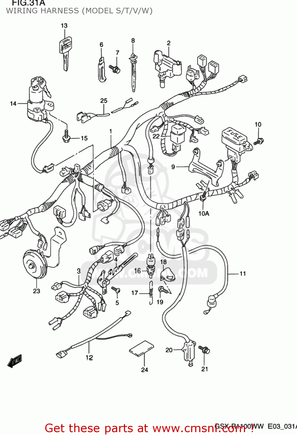 WIRING HARNESS (MODEL S/T/V/W) GSXR1100W 1996 (T) USA (E03)