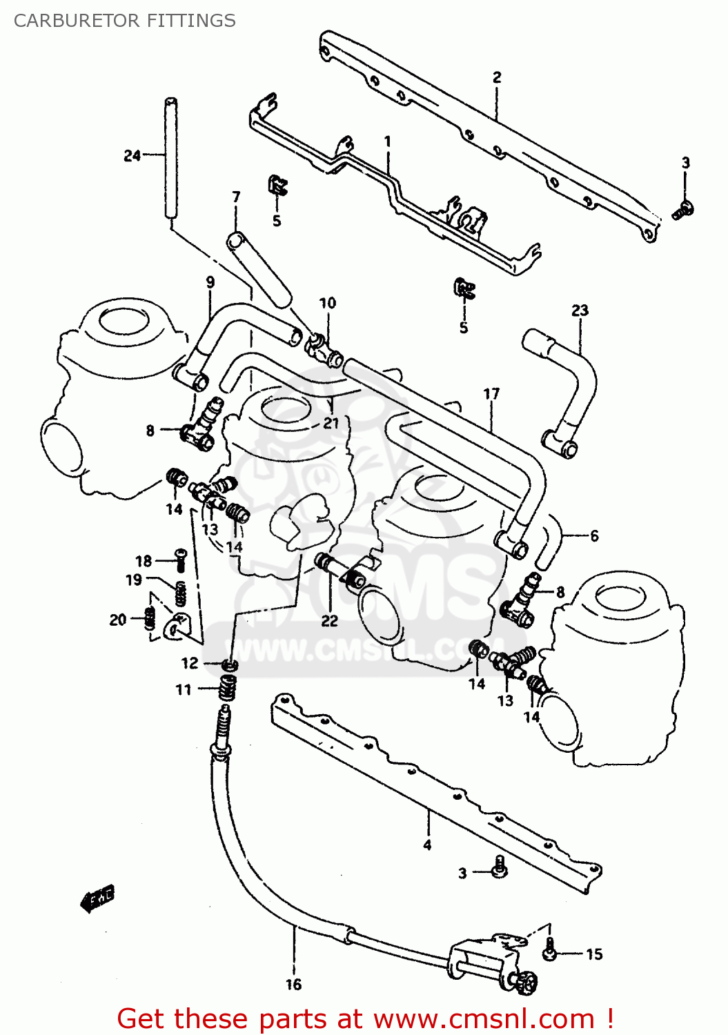 CARBURETOR FITTINGS GSXR1100W 1997 (V) (E02 E04 E18 E22 E24 E25 E34 E39) / P37