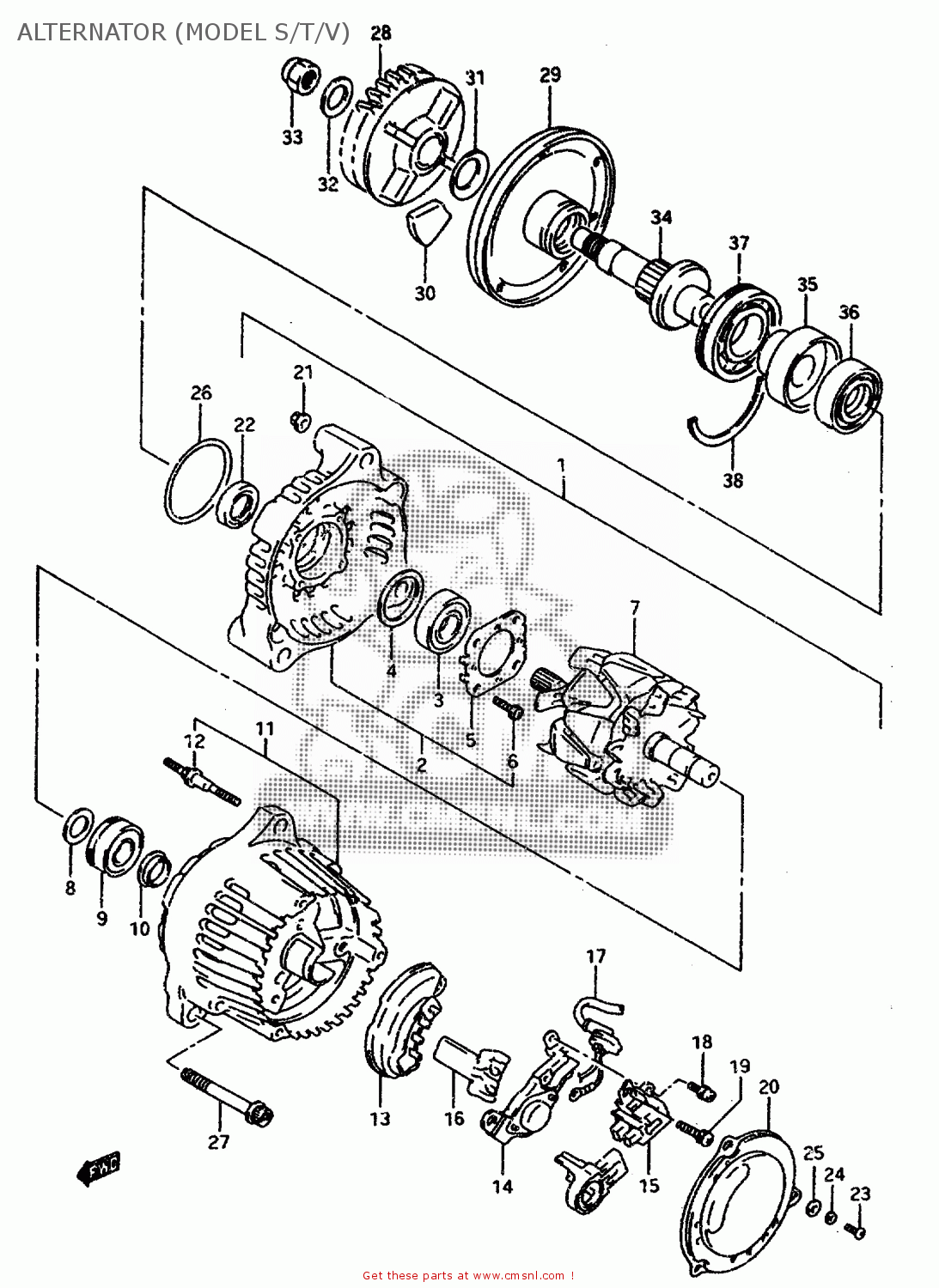 ALTERNATOR (MODEL S/T/V) GSXR1100W 1997 (V) (E02 E04 E18 E22 E24 E25 E34 E39) / P37