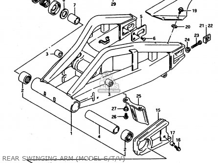 REAR SWINGING ARM (MODEL S/T/V) - GSXR1100W 1997 (V) (E02 E04 E18 E22 E24 E25 E34 E39) / P37