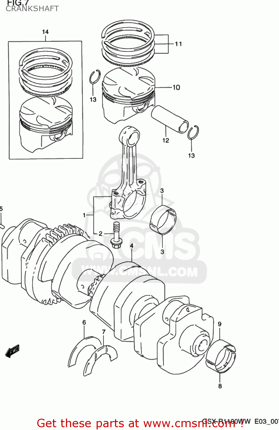 CRANKSHAFT GSXR1100W 1997 (V) USA (E03)