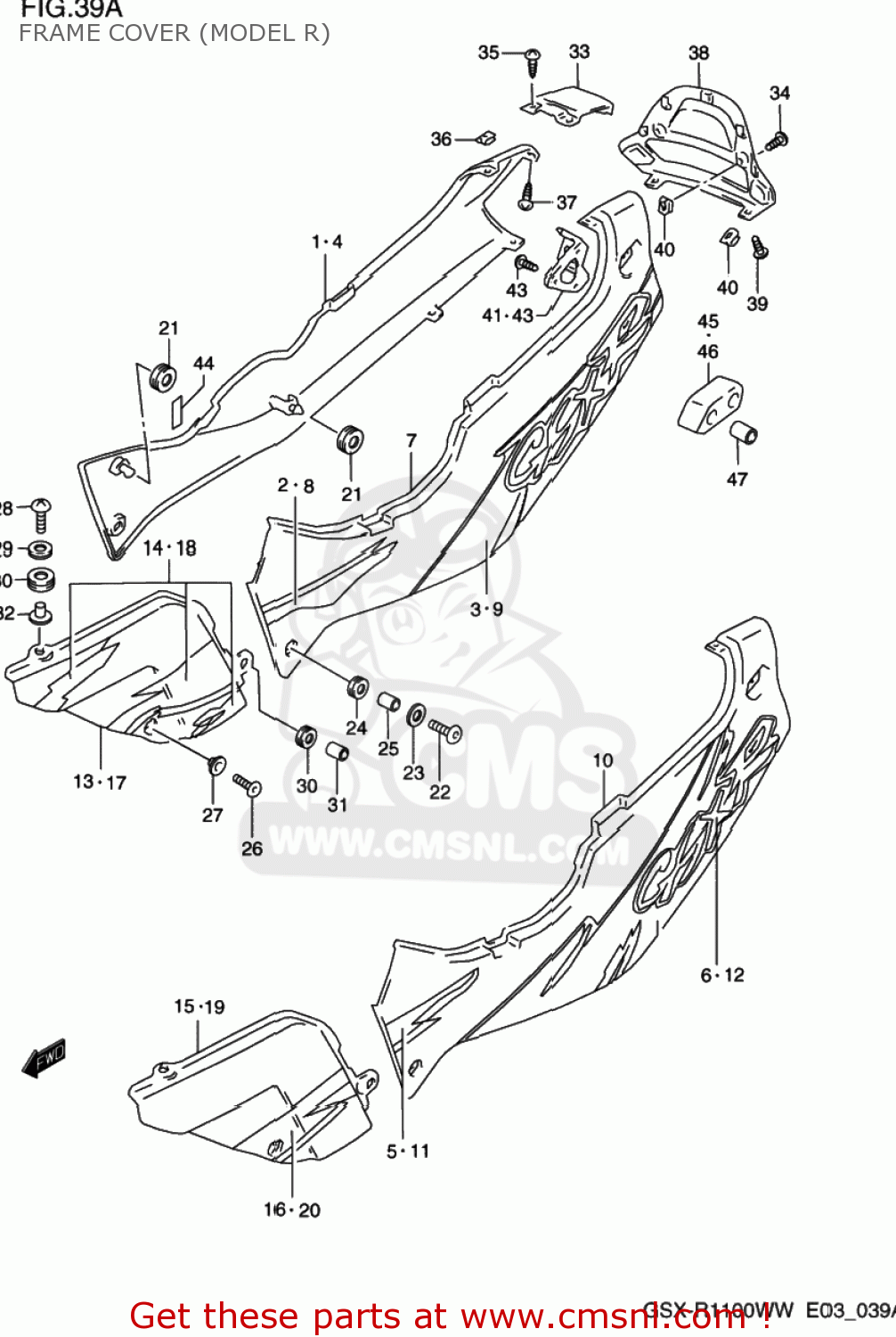 FRAME COVER (MODEL R) GSXR1100W 1997 (V) USA (E03)