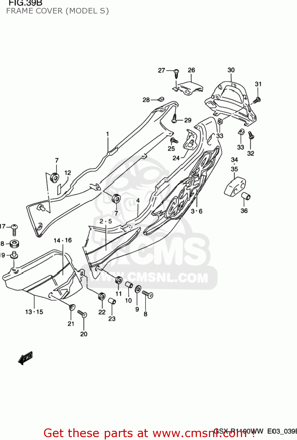 FRAME COVER (MODEL S) GSXR1100W 1997 (V) USA (E03)