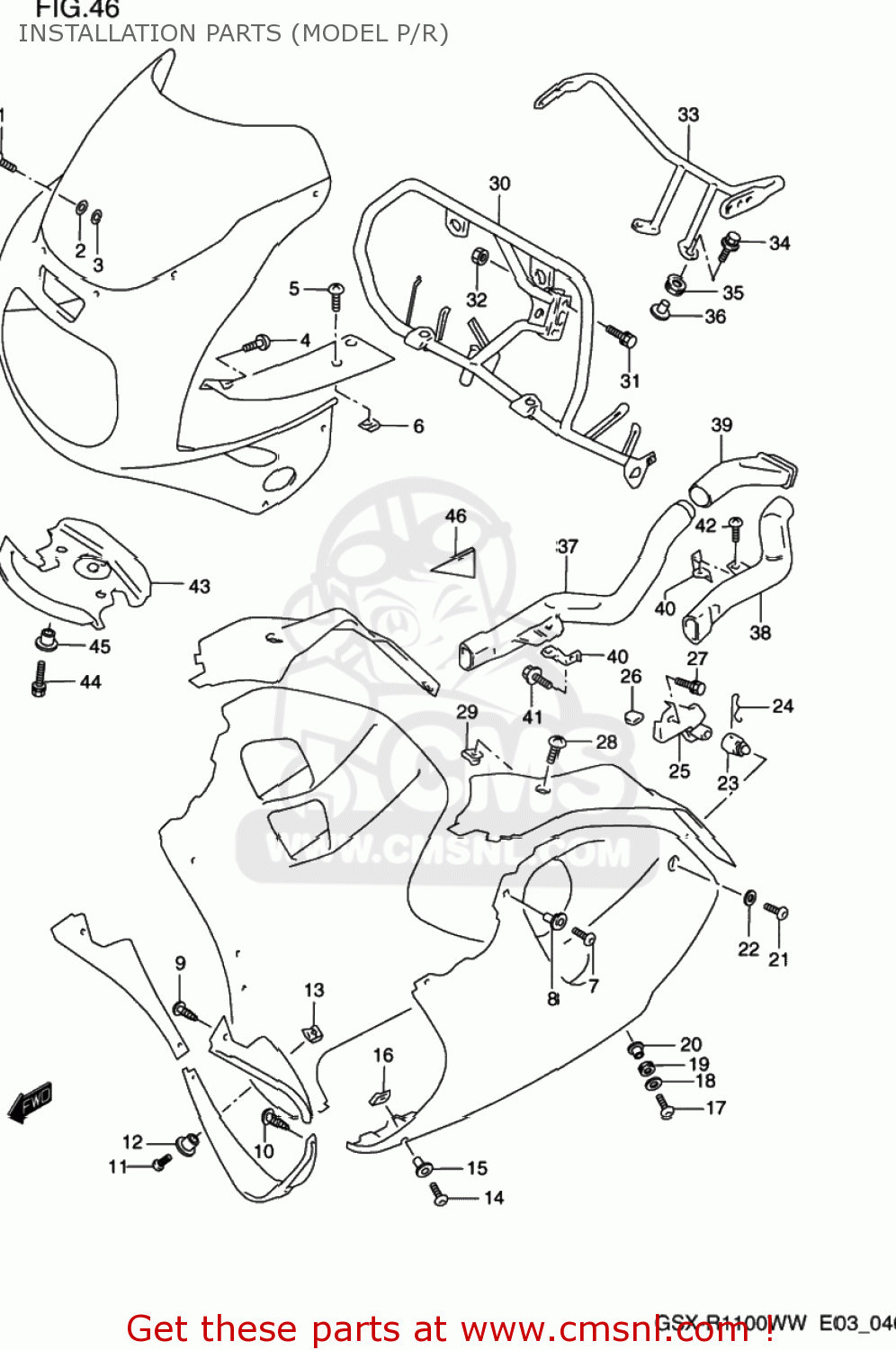 INSTALLATION PARTS (MODEL P/R) GSXR1100W 1997 (V) USA (E03)