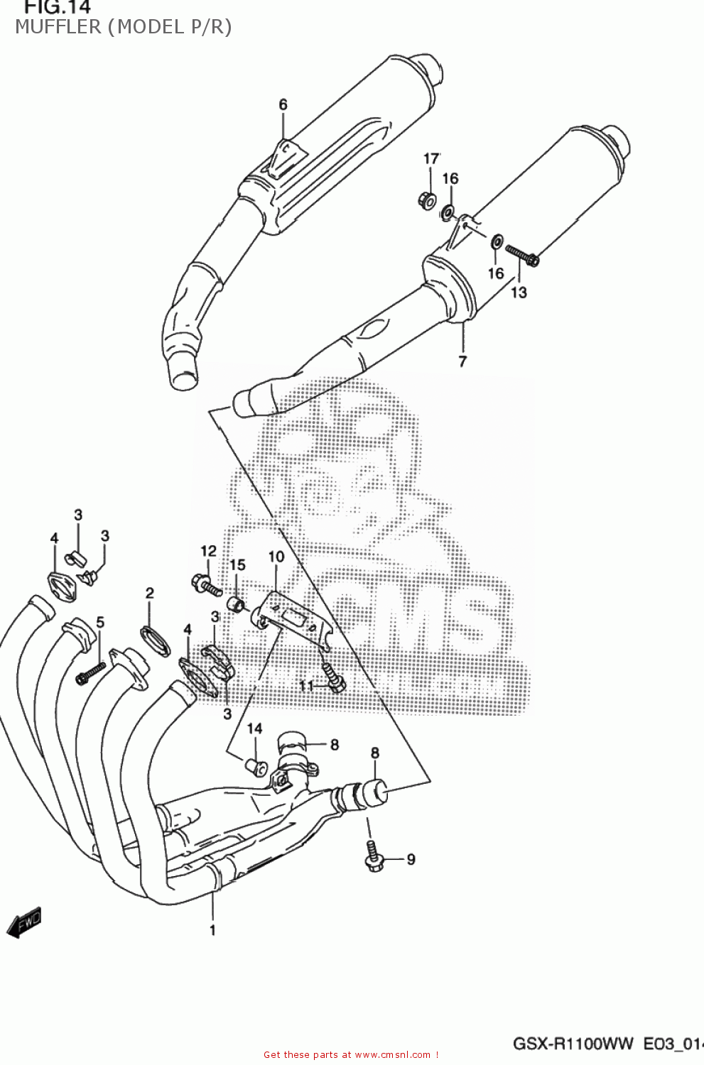 MUFFLER (MODEL P/R) GSXR1100W 1997 (V) USA (E03)