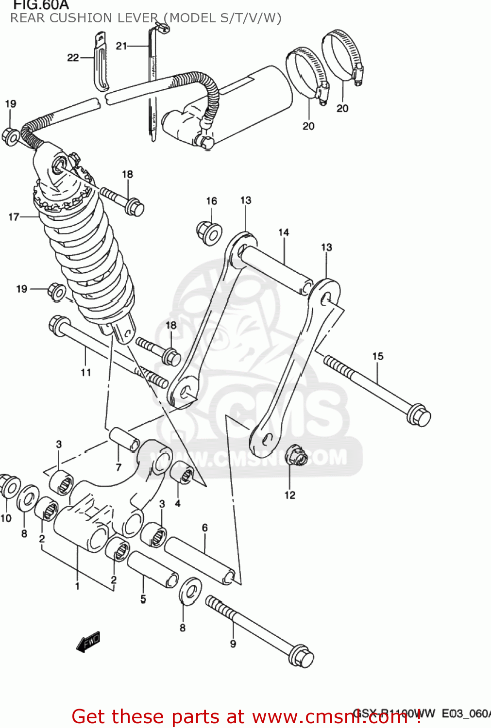 REAR CUSHION LEVER (MODEL S/T/V/W) GSXR1100W 1997 (V) USA (E03)