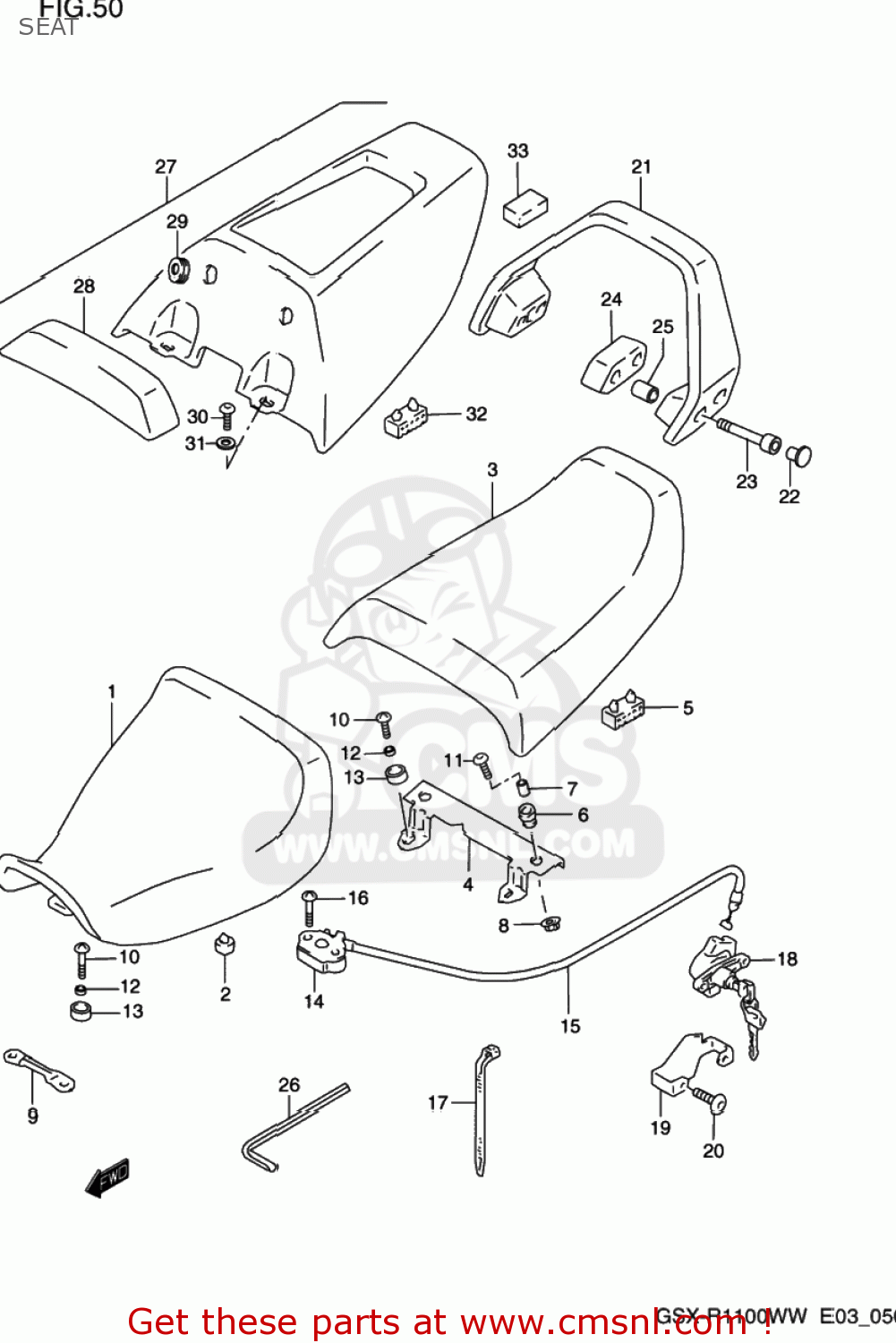 Suzuki GSXR1100W 1998 (W) USA (E03) SEAT - buy original SEAT spares online