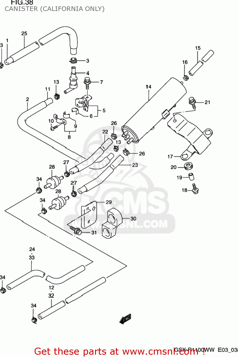 CANISTER (CALIFORNIA ONLY) GSXR1100W 1998 (W) USA (E03)