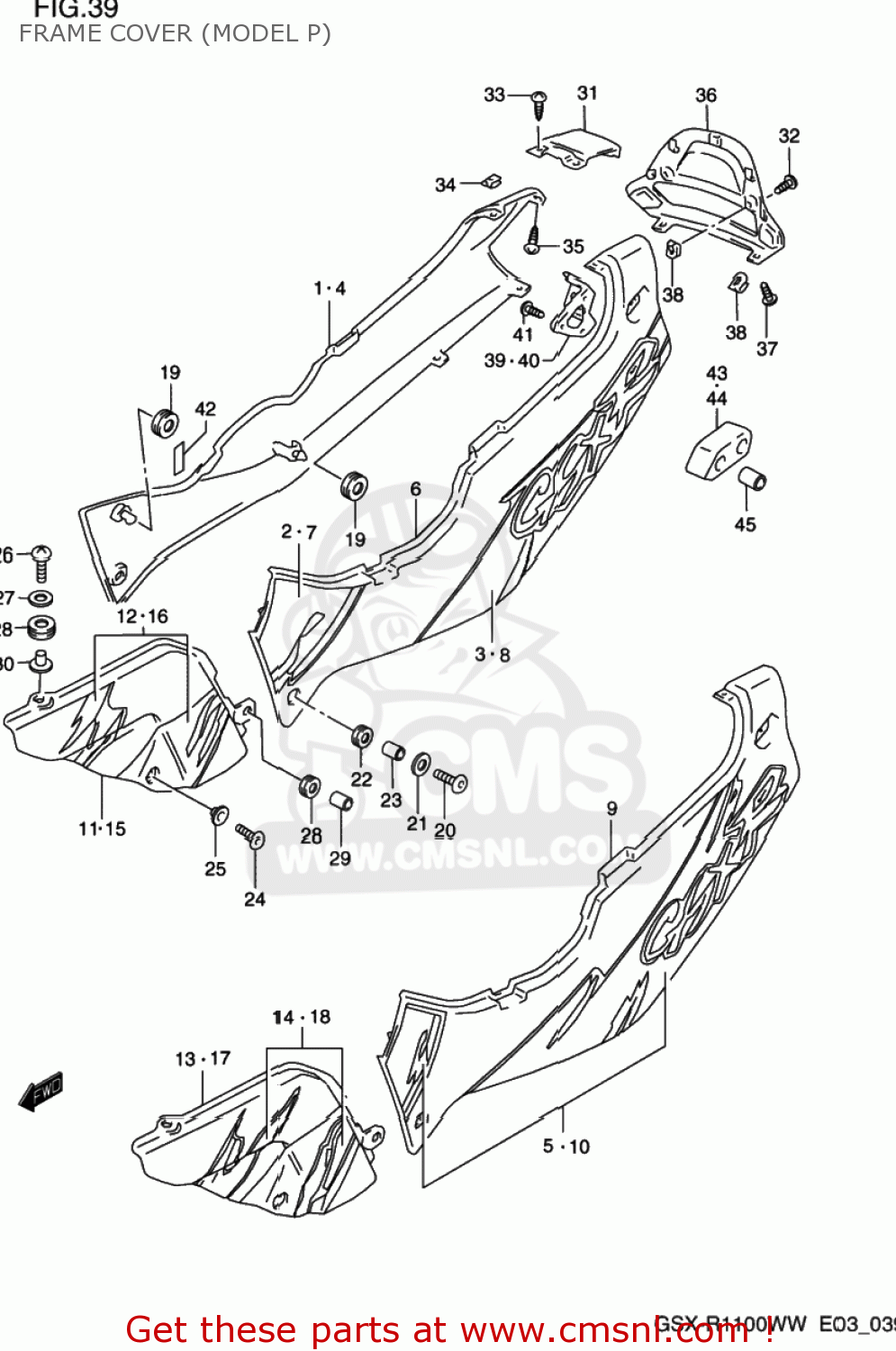 FRAME COVER (MODEL P) GSXR1100W 1998 (W) USA (E03)
