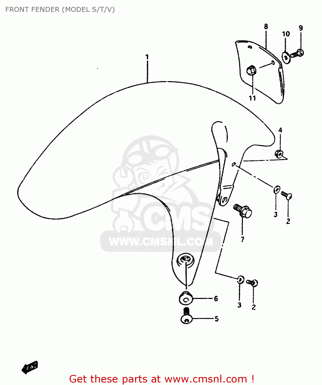 FRONT FENDER (MODEL S/T/V) GSXR1100WSK 1995 (S) BRAZIL (E37)