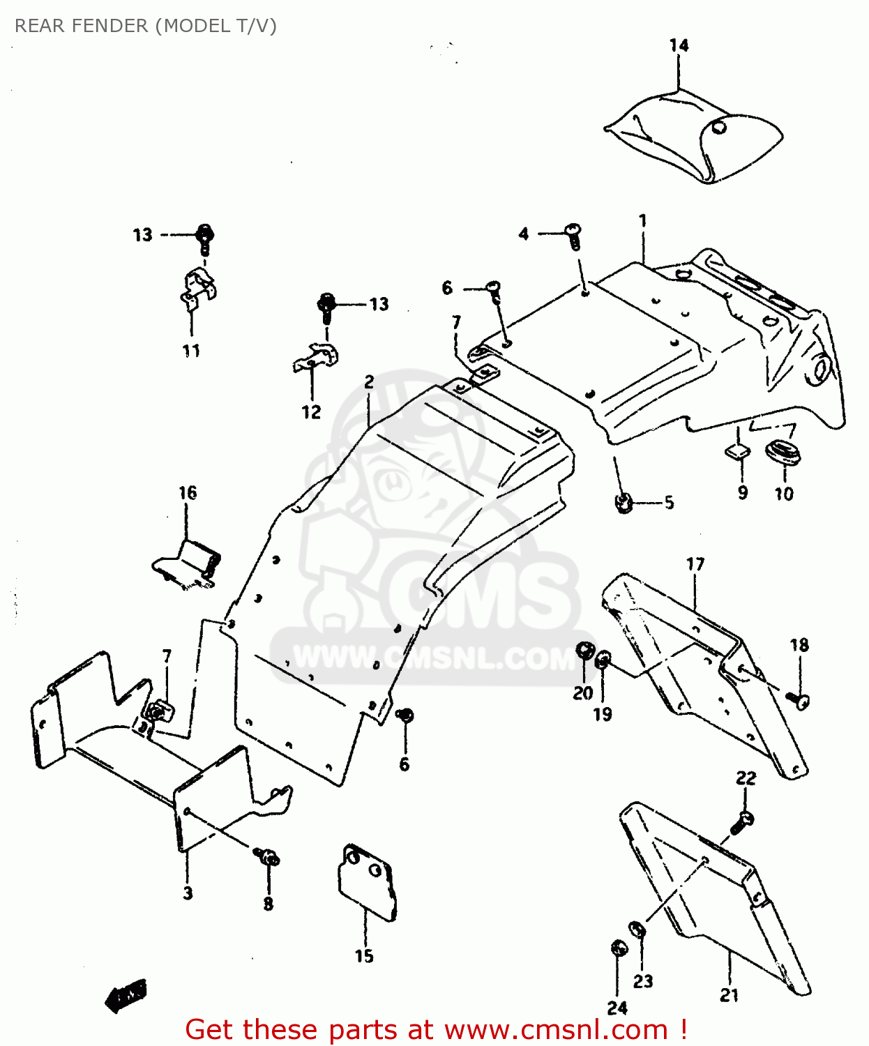 REAR FENDER (MODEL T/V) GSXR1100WSK 1995 (S) BRAZIL (E37)