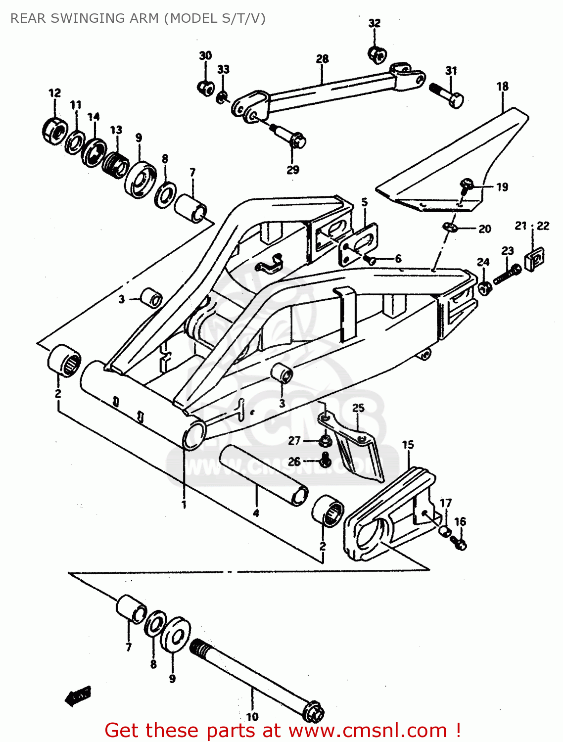 REAR SWINGING ARM (MODEL S/T/V) GSXR1100WSK 1995 (S) BRAZIL (E37)