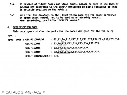 * CATALOG PREFACE * - GSXR1100WSK 1995 (S) BRAZIL (E37)