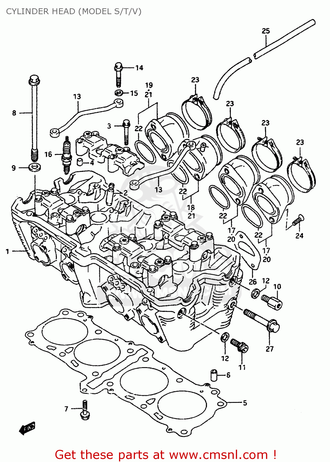 CYLINDER HEAD (MODEL S/T/V) GSXR1100WSK 1996 (T) BRAZIL (E37)