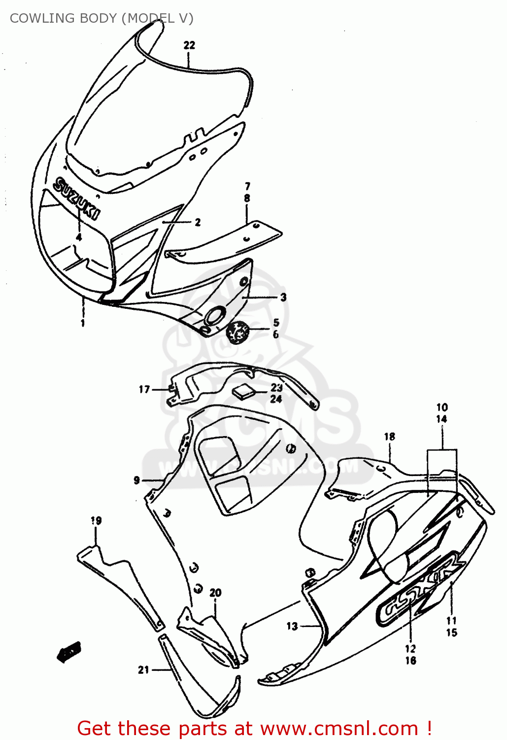 COWLING BODY (MODEL V) GSXR1100WSK 1996 (T) BRAZIL (E37)